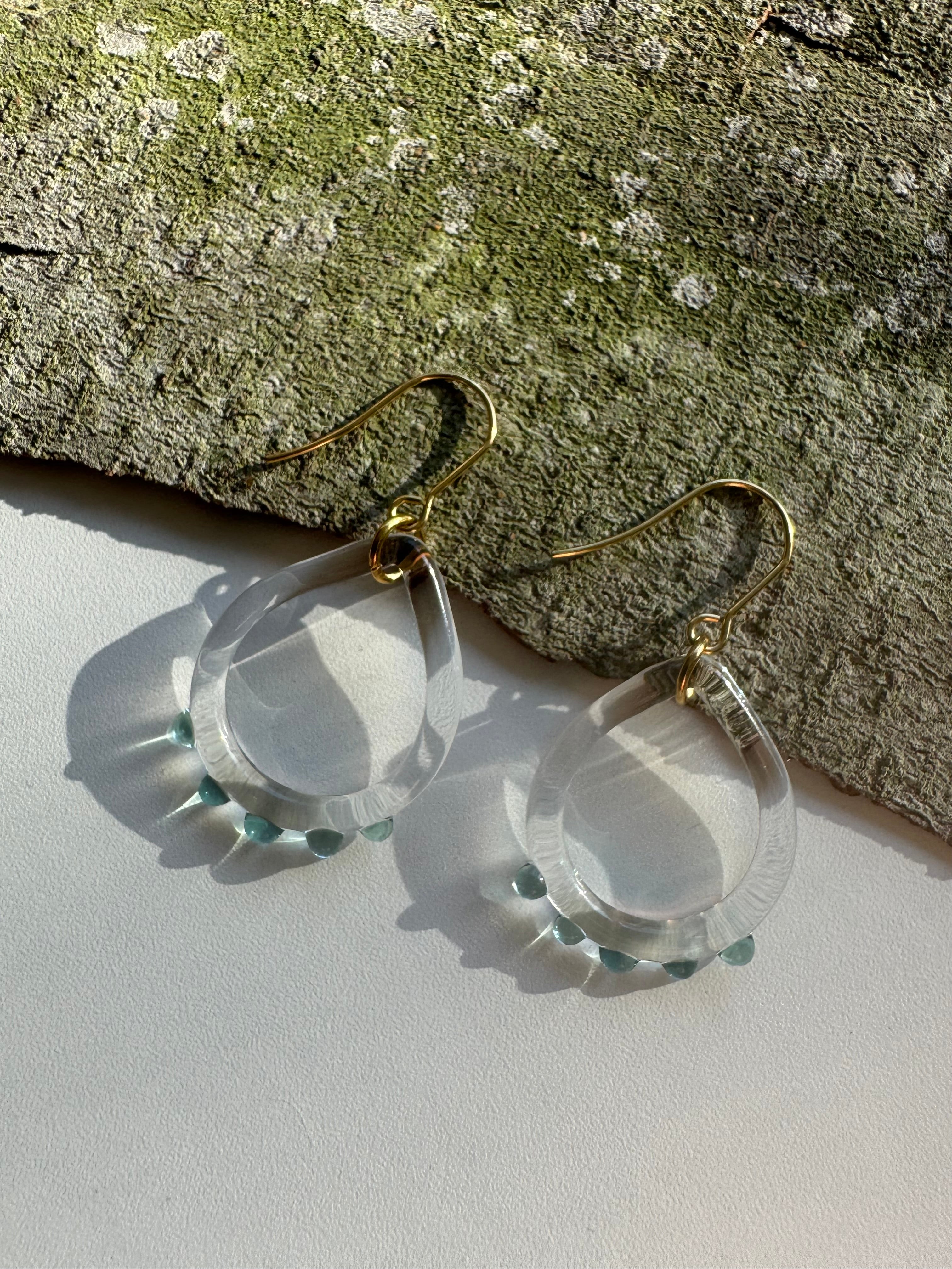 Oval Teal Dots Earring