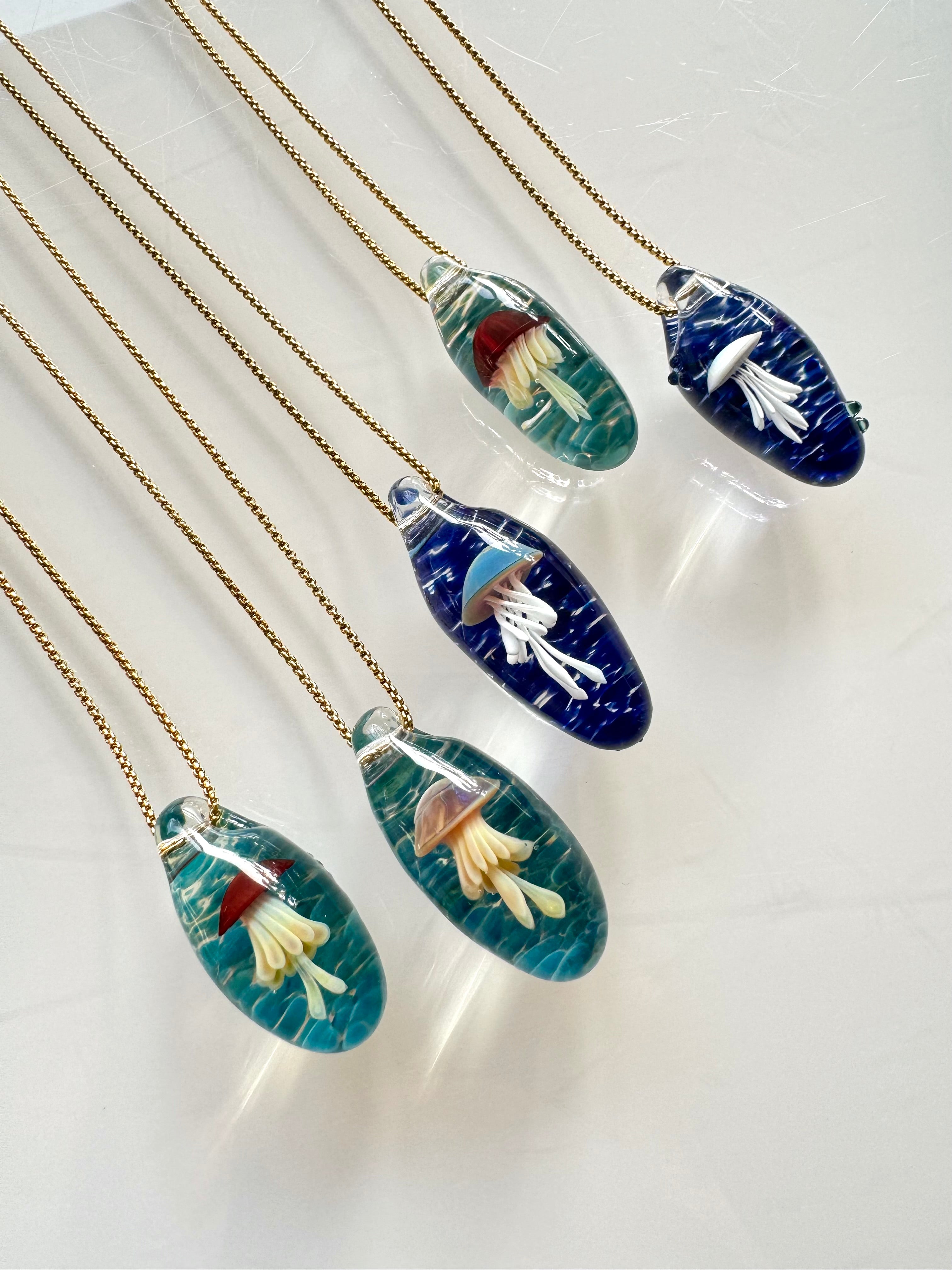Red and Cream Jellyfish Pendant