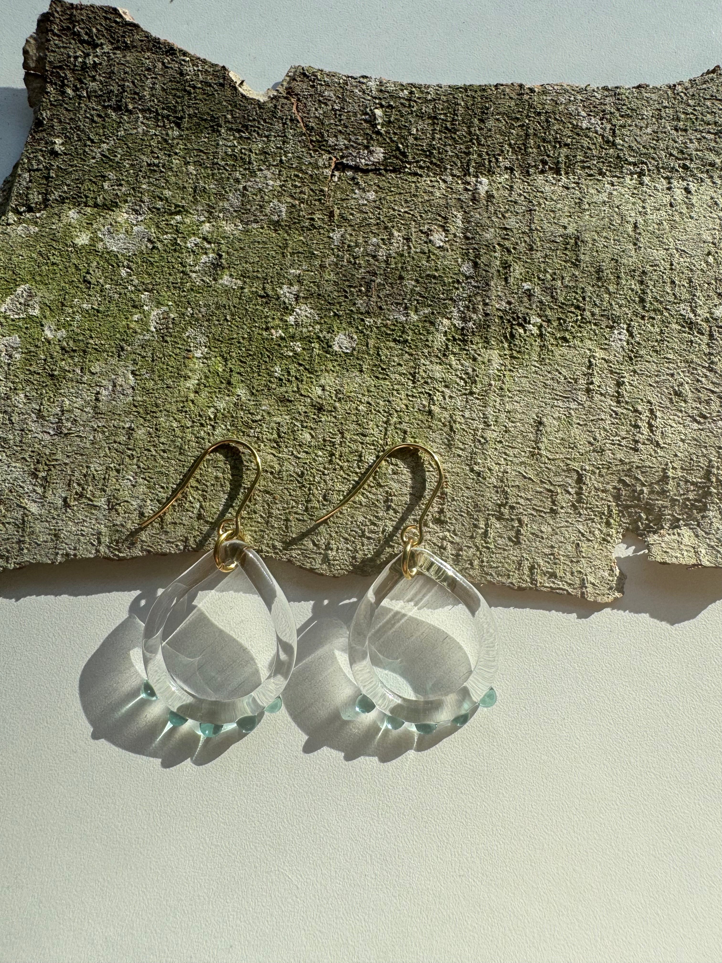 Oval Teal Dots Earring