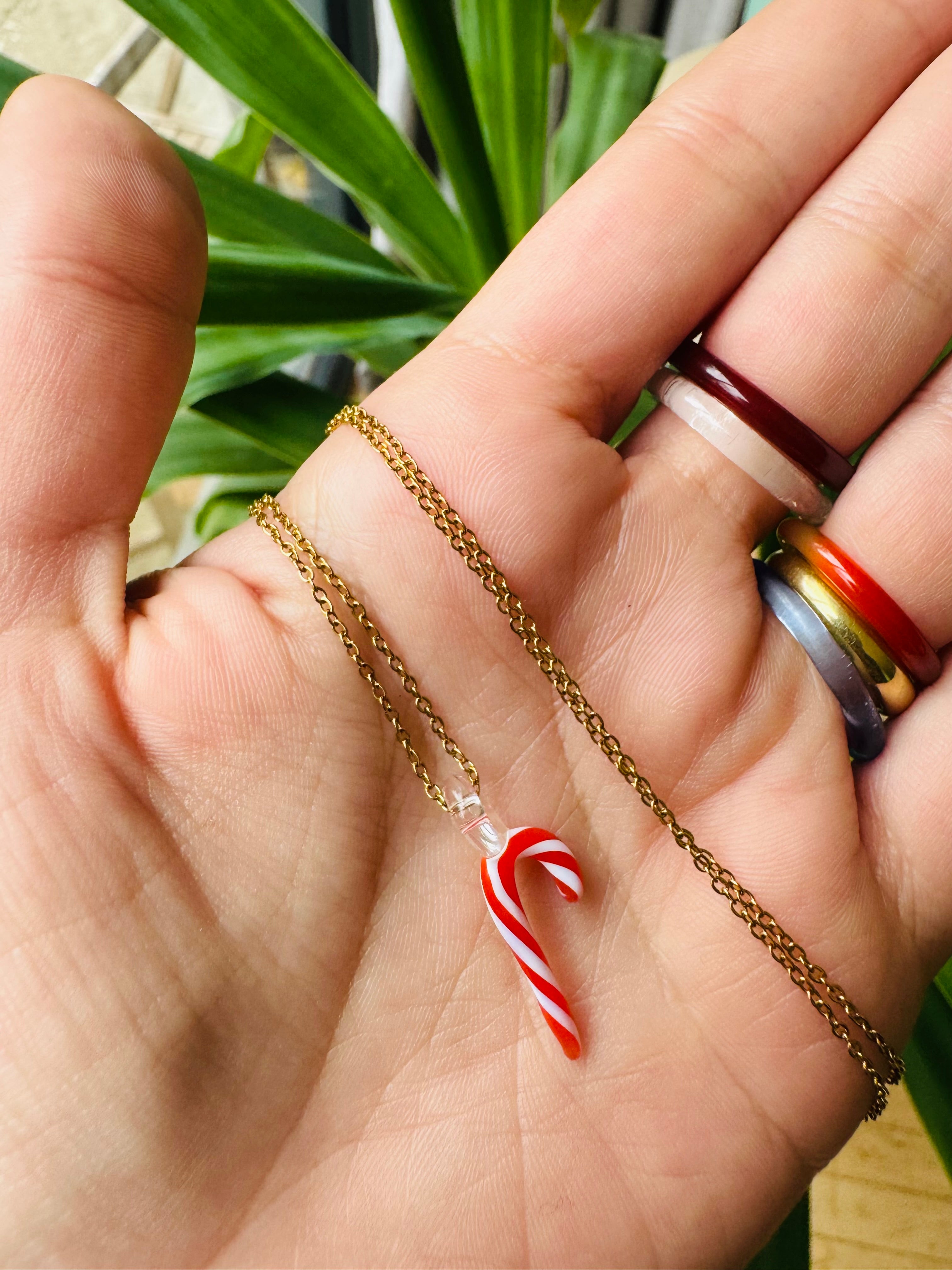 Candy Cane Charm Necklace