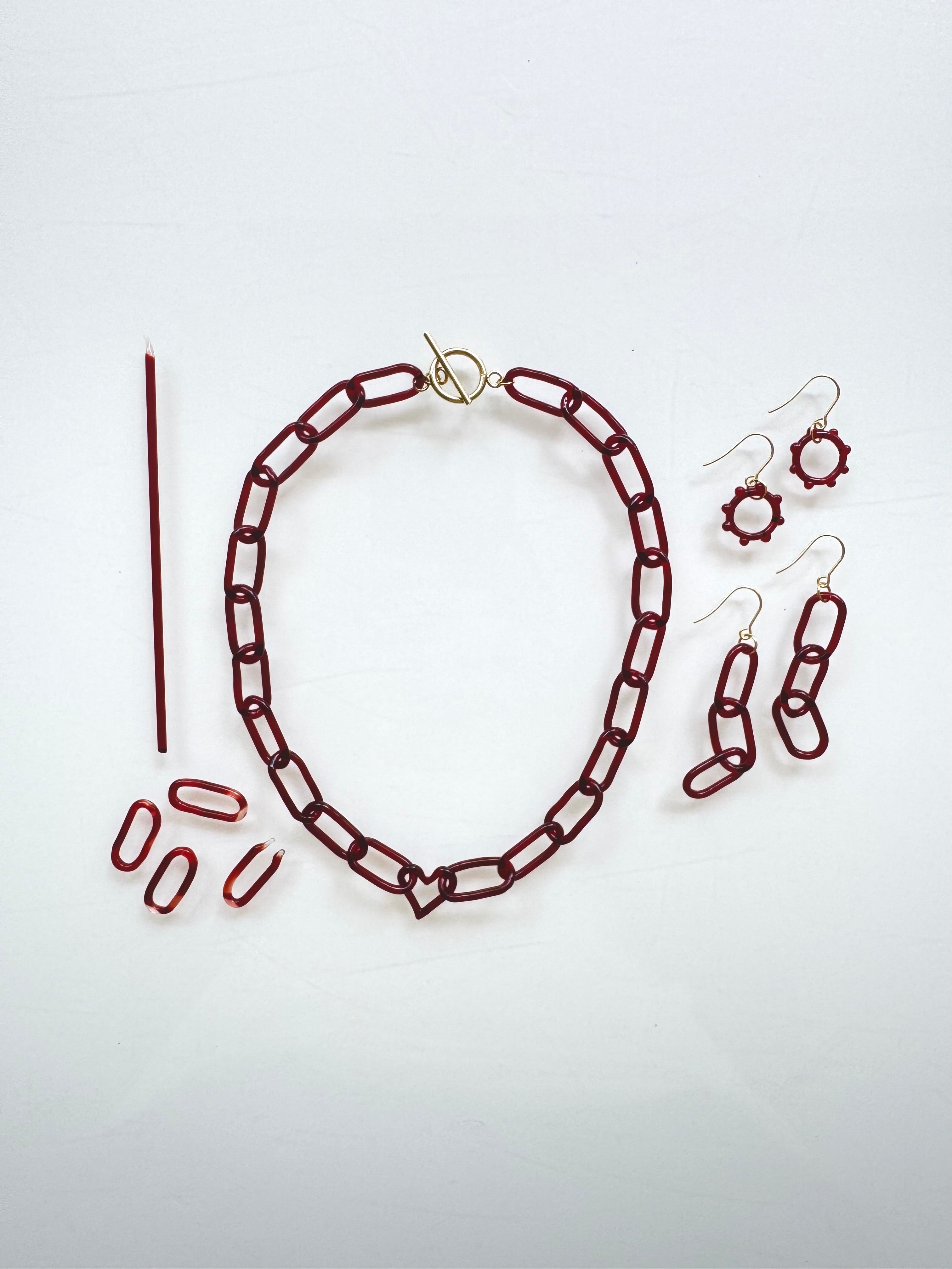 Red Elvis Glass Chain Necklace
