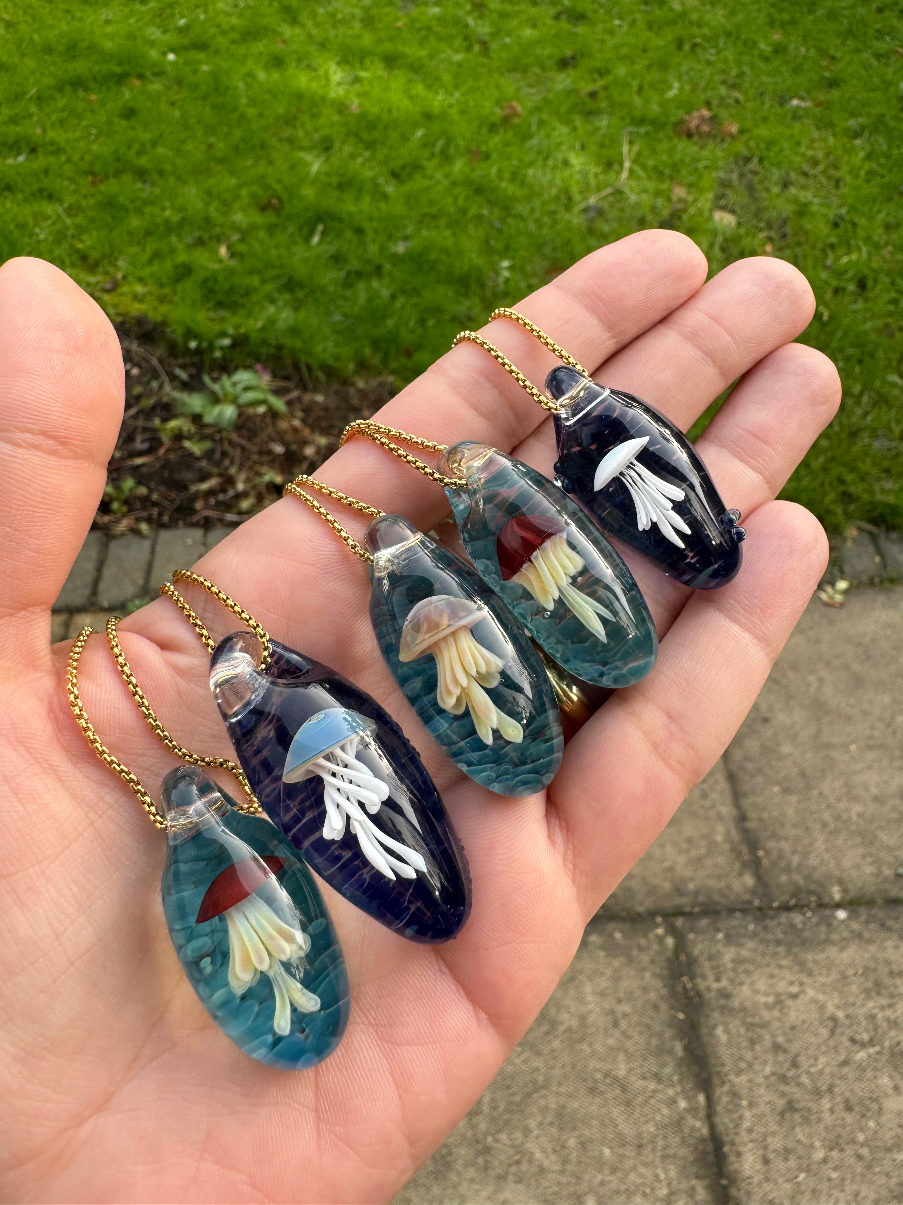 Cream Jellyfish Pendant