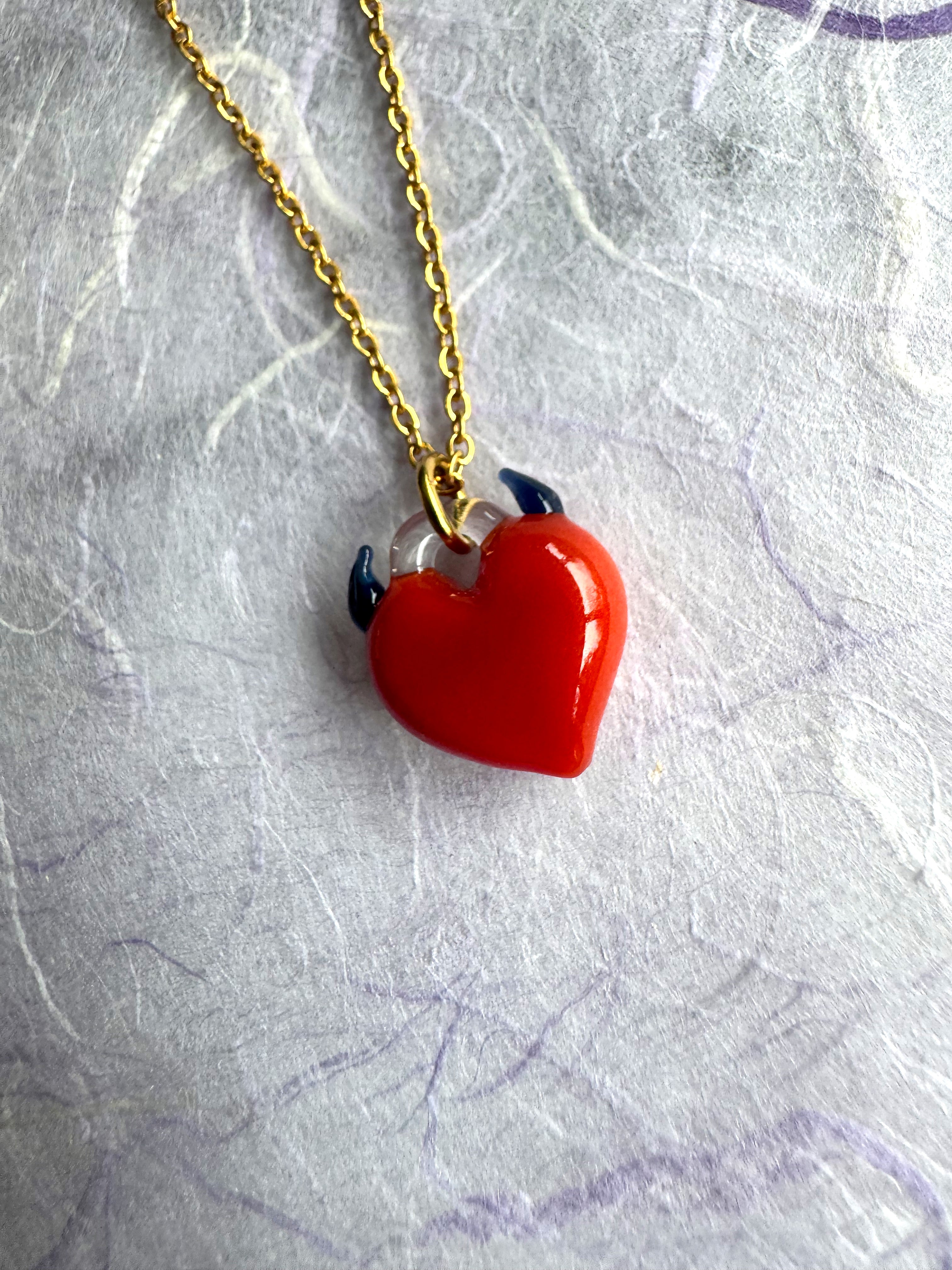 Evil Heart Glass Pendant