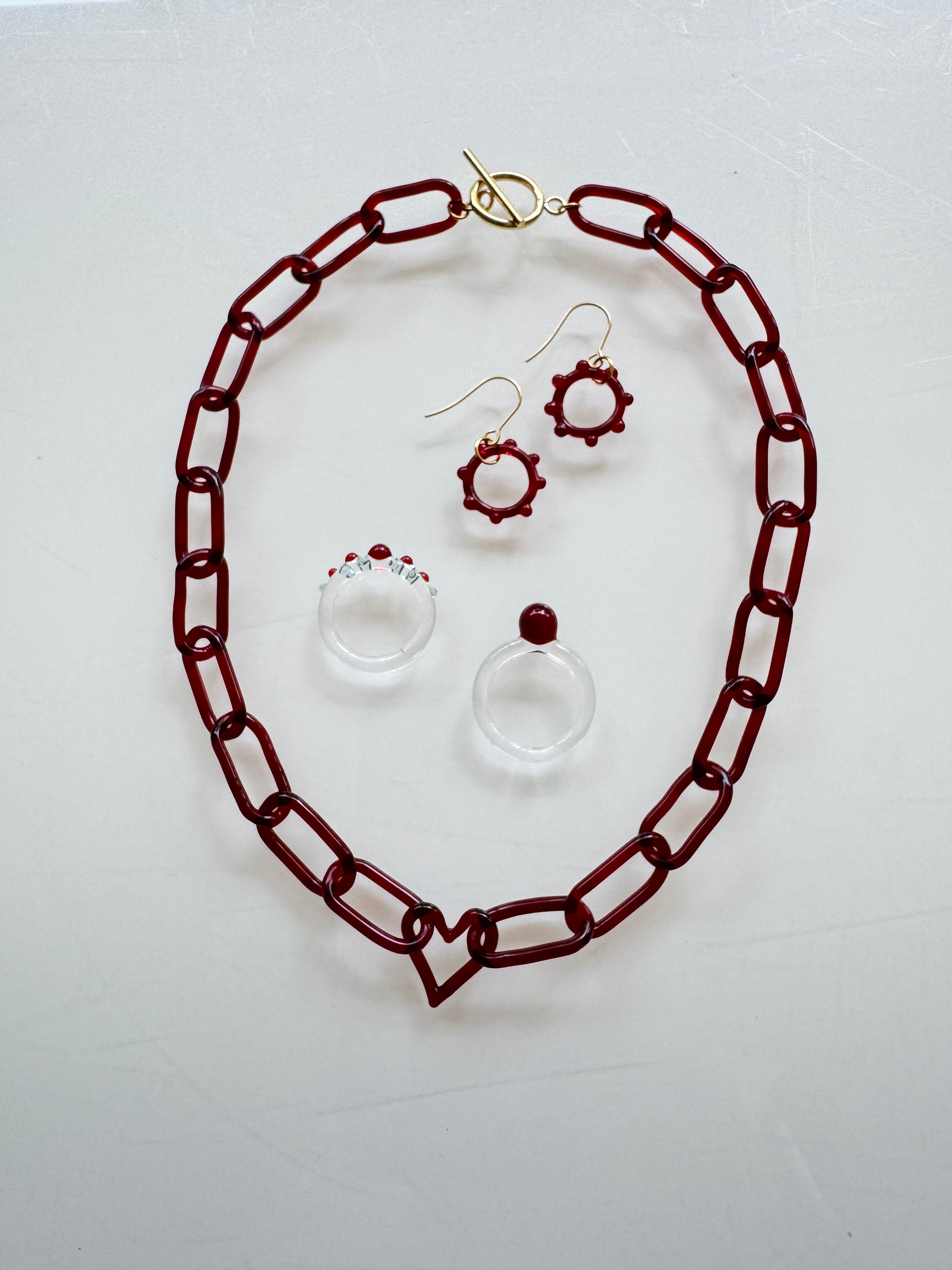 Red Elvis Glass Chain Necklace