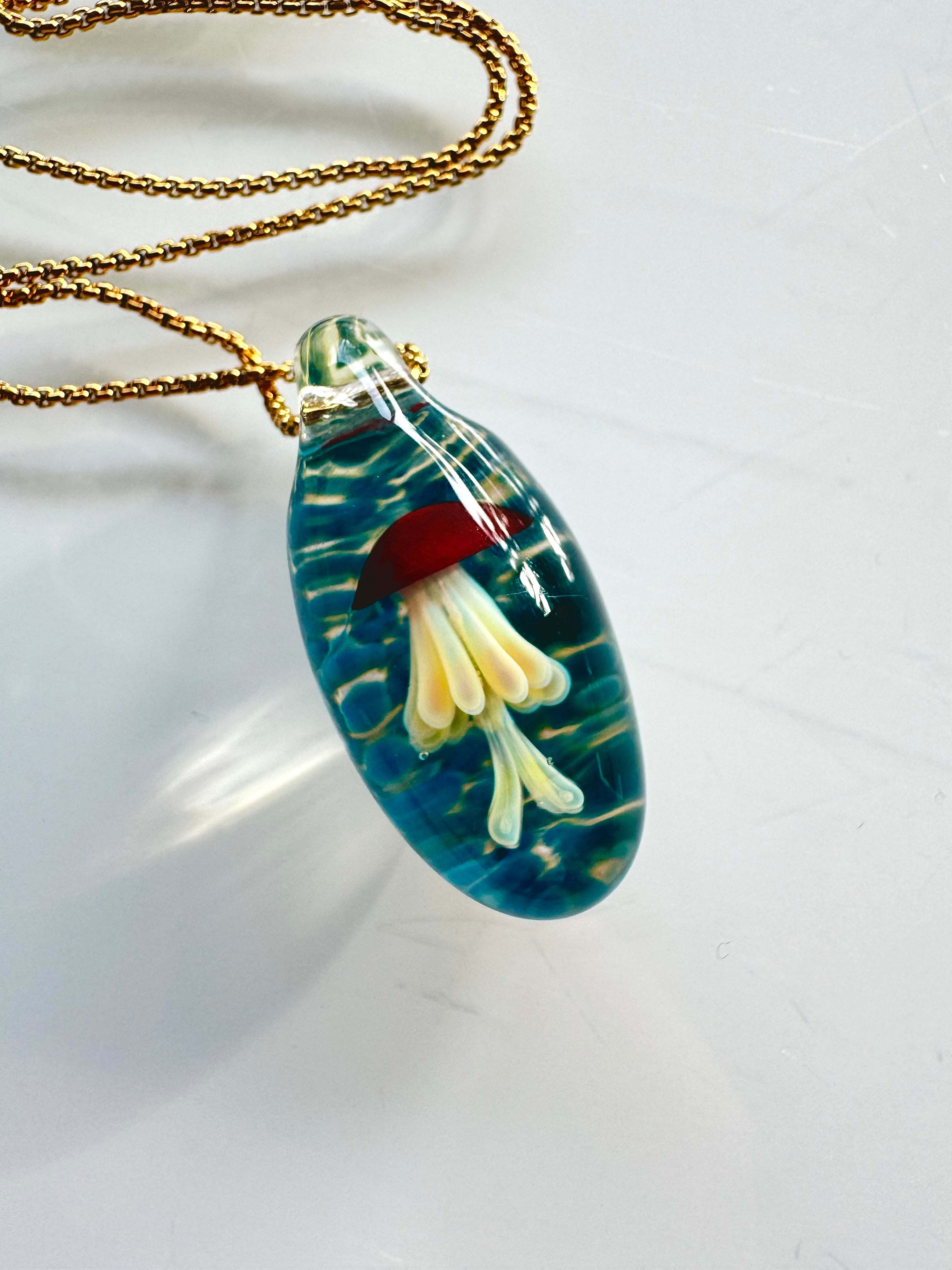 Red and Cream Jellyfish Pendant