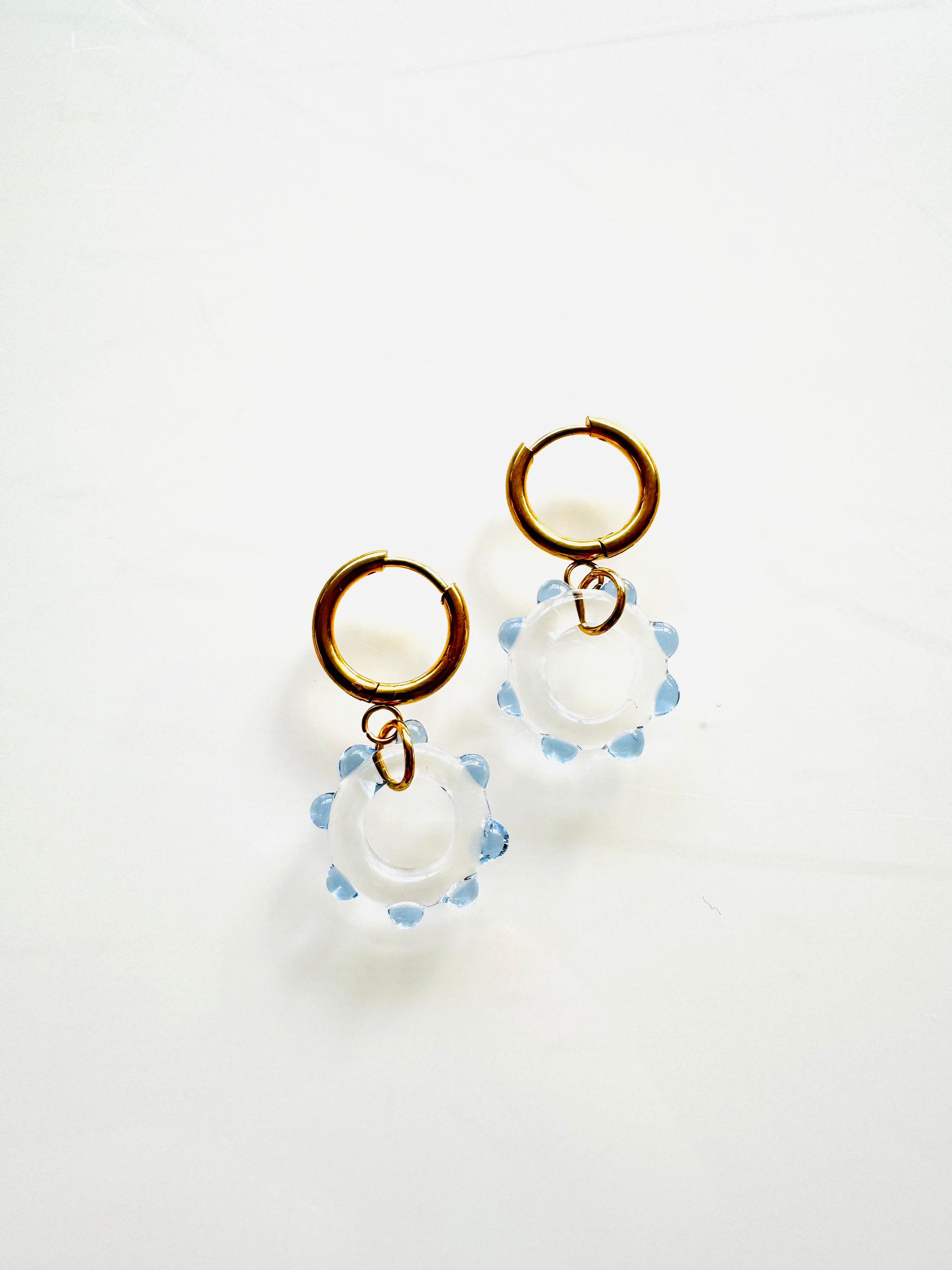 Round Blue Dots Earring