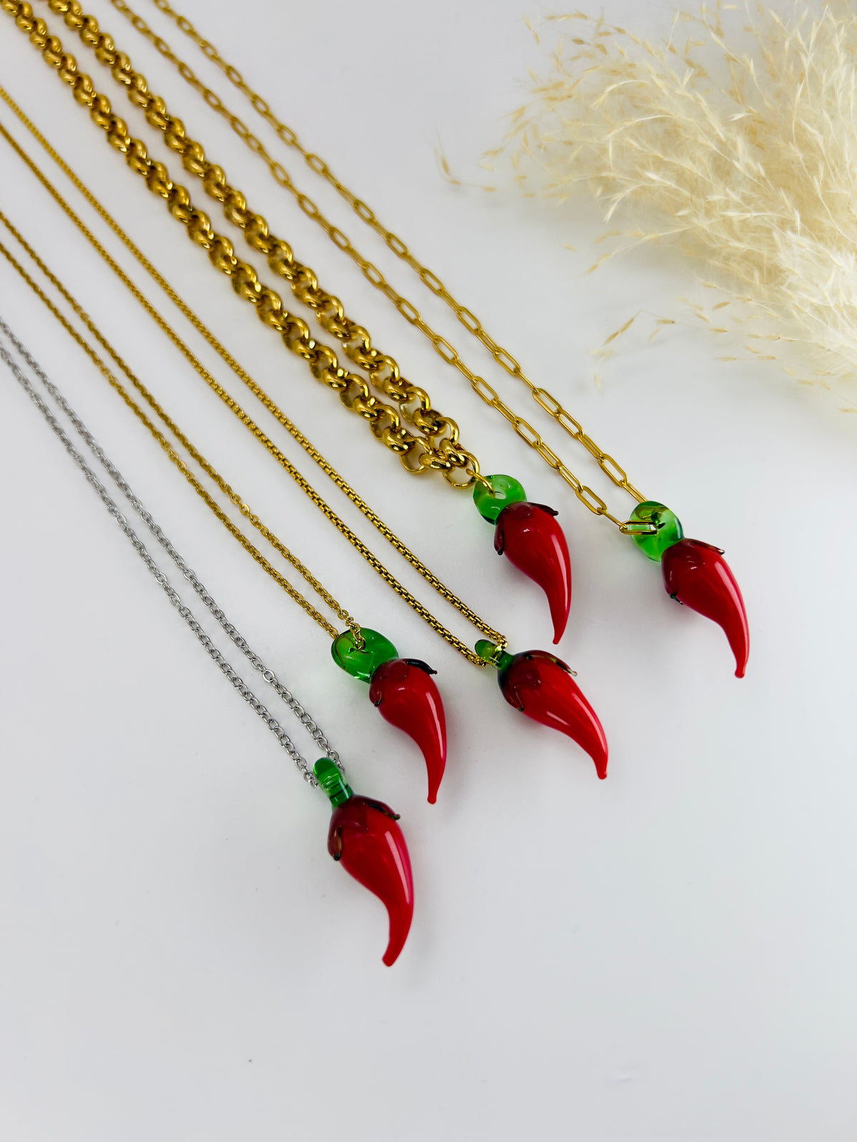 Red Hot Chilli Pepper Charm Necklace Jukju Glass and Ceramics