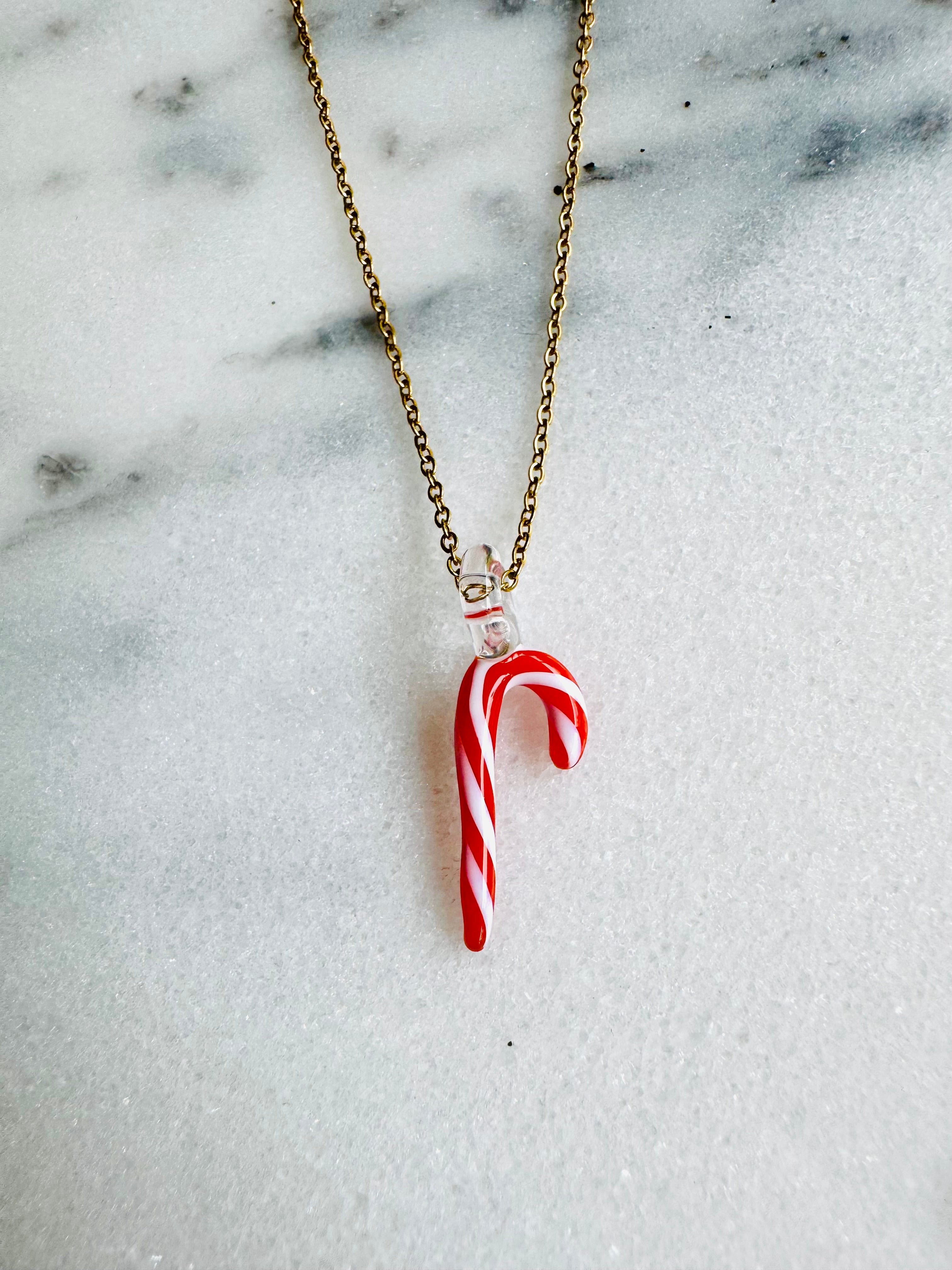 Candy Cane Charm Necklace