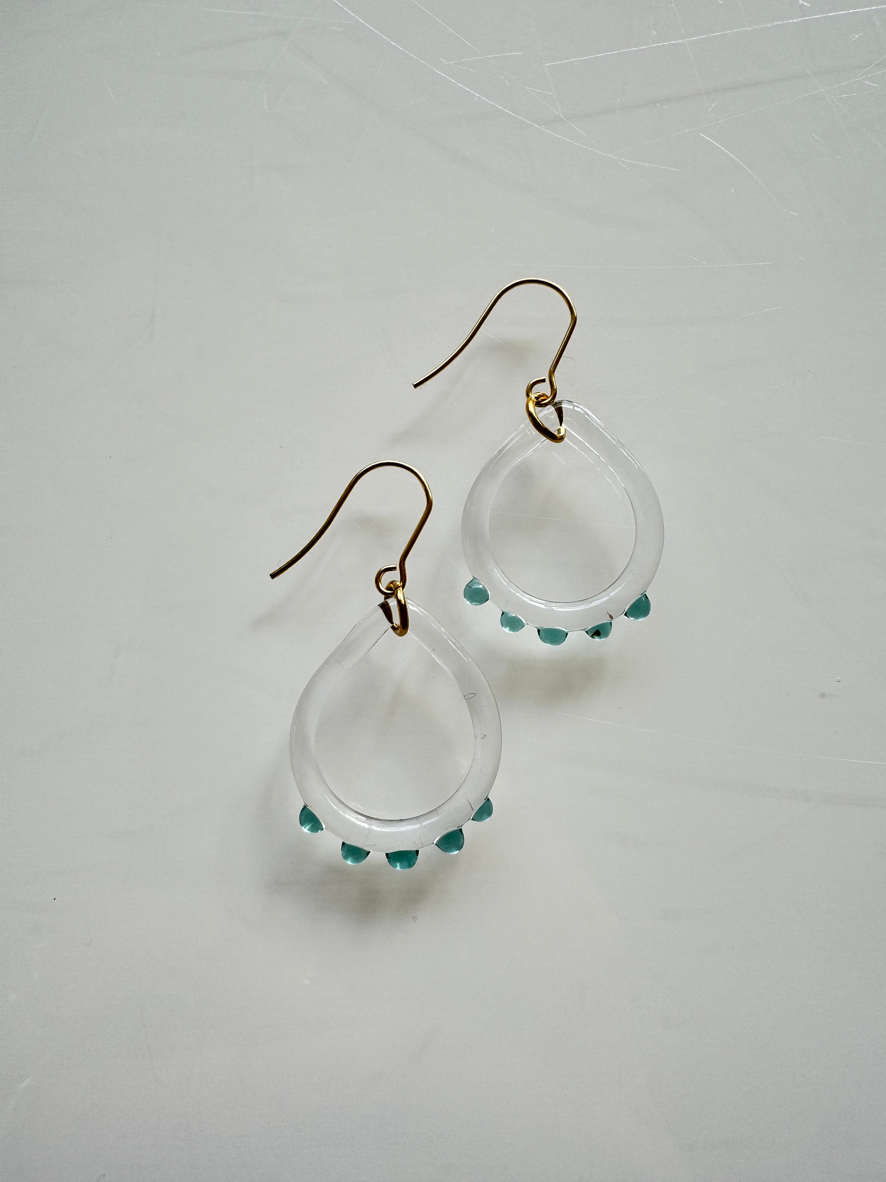 Oval Teal Dots Earring