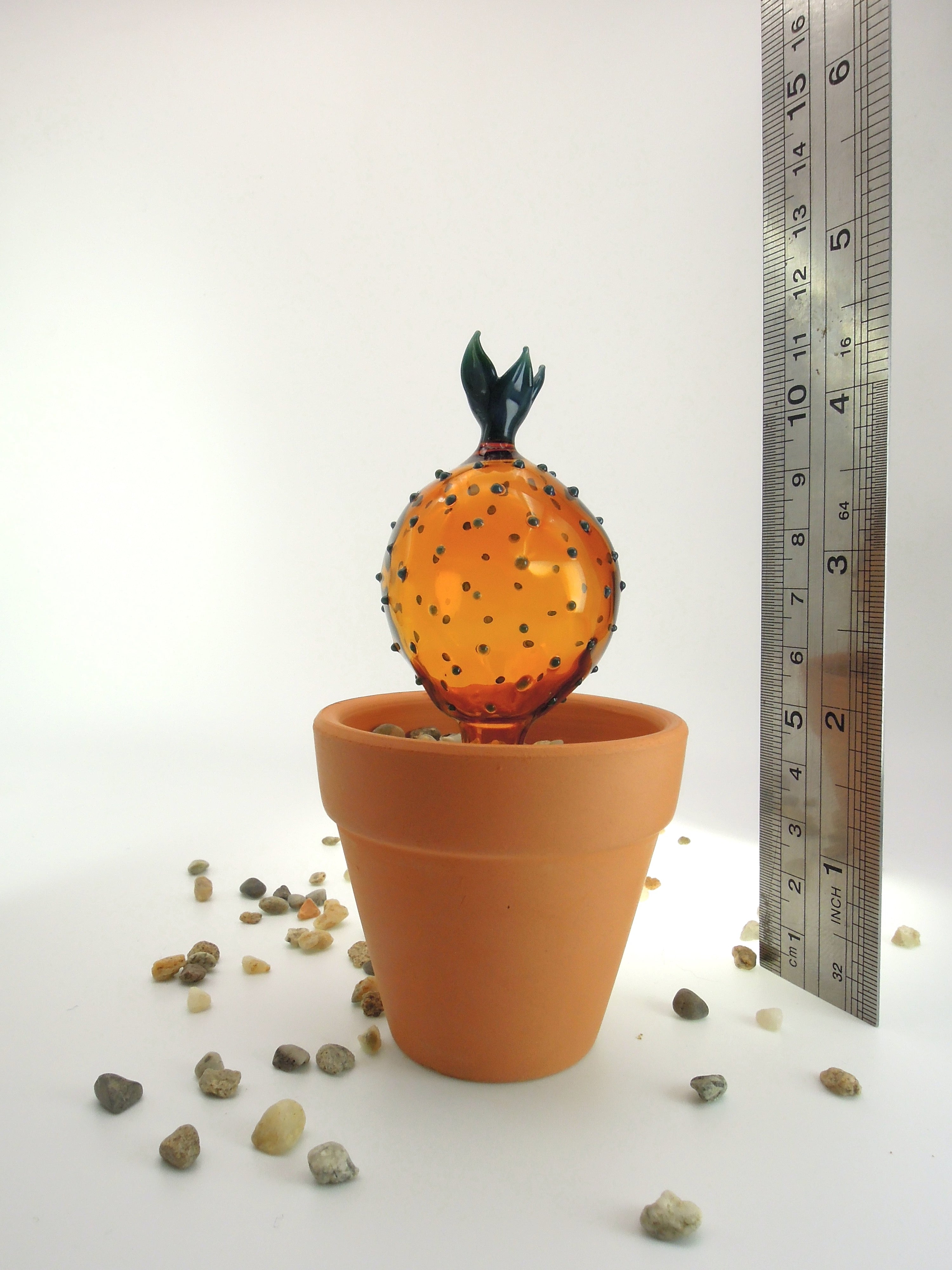 Hawaiian Tan Glass Cactus Sculpture