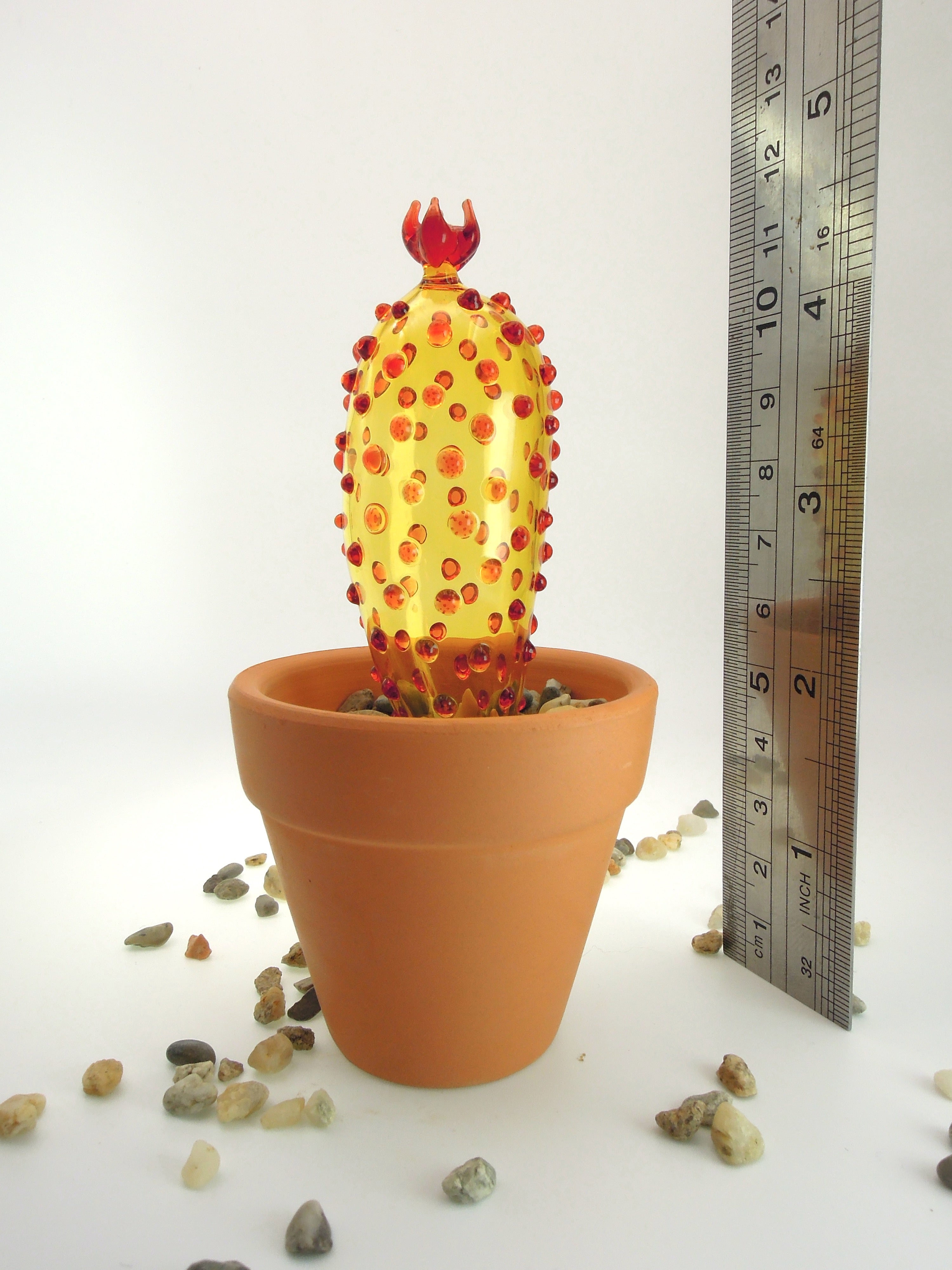 Glass Gold Cactus Sculpture