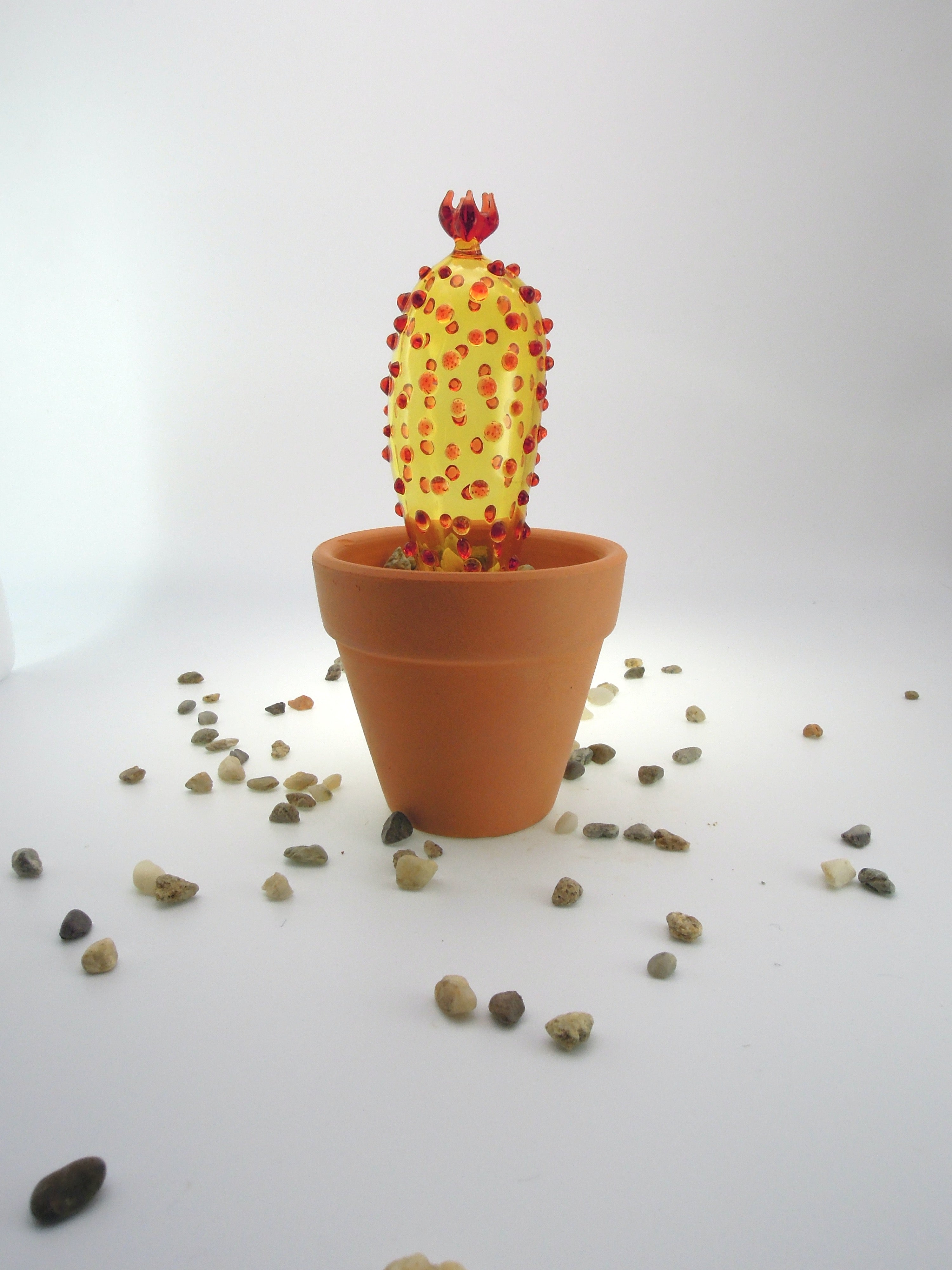 Glass Gold Cactus Sculpture