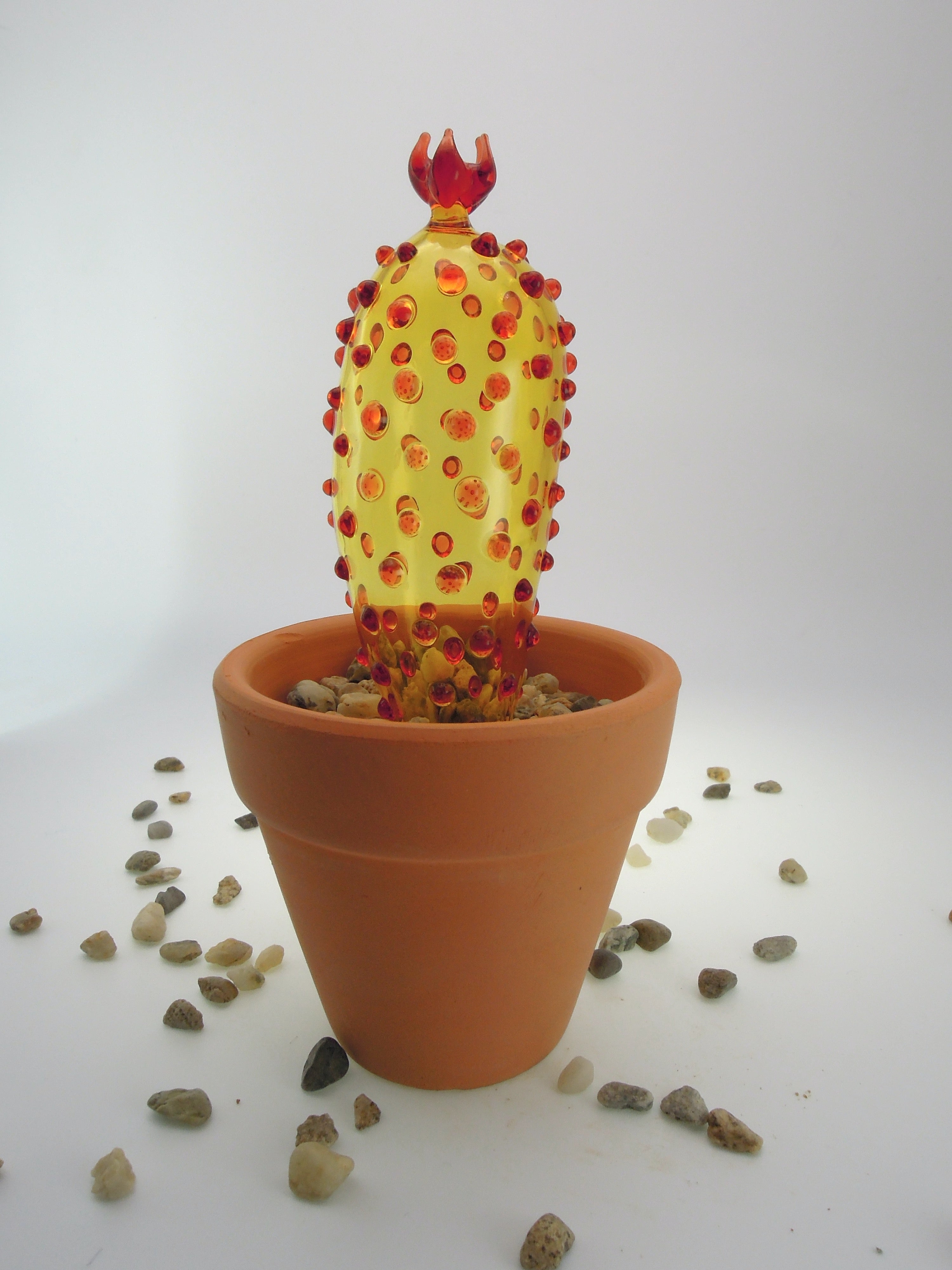 Glass Gold Cactus Sculpture