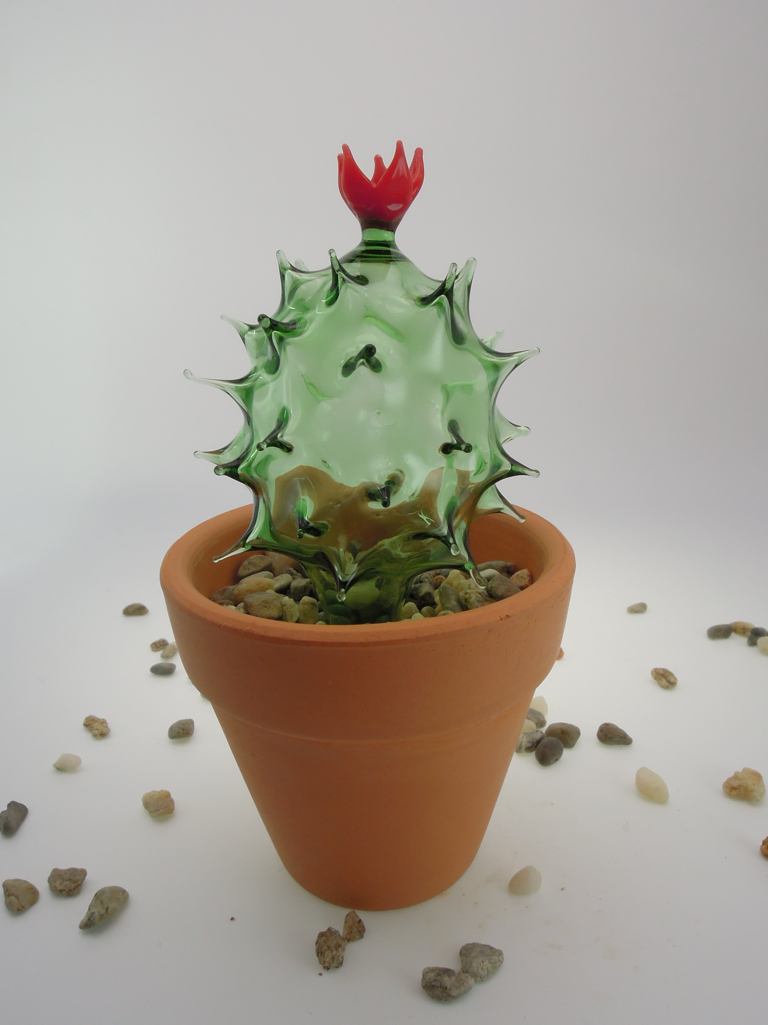 Glass Cactus Green Burgundy