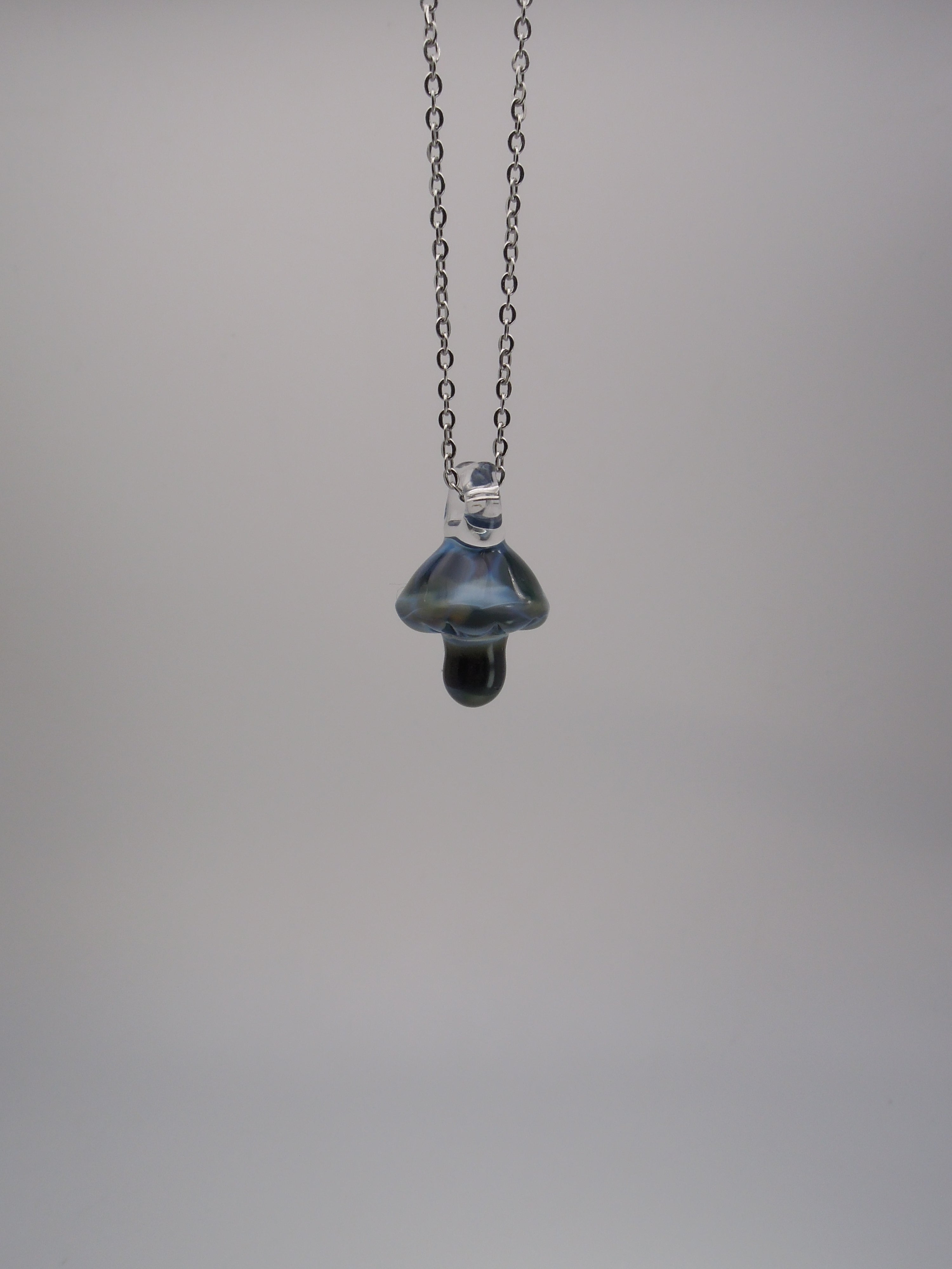 Marble Blue Mushroom Pendant Necklace