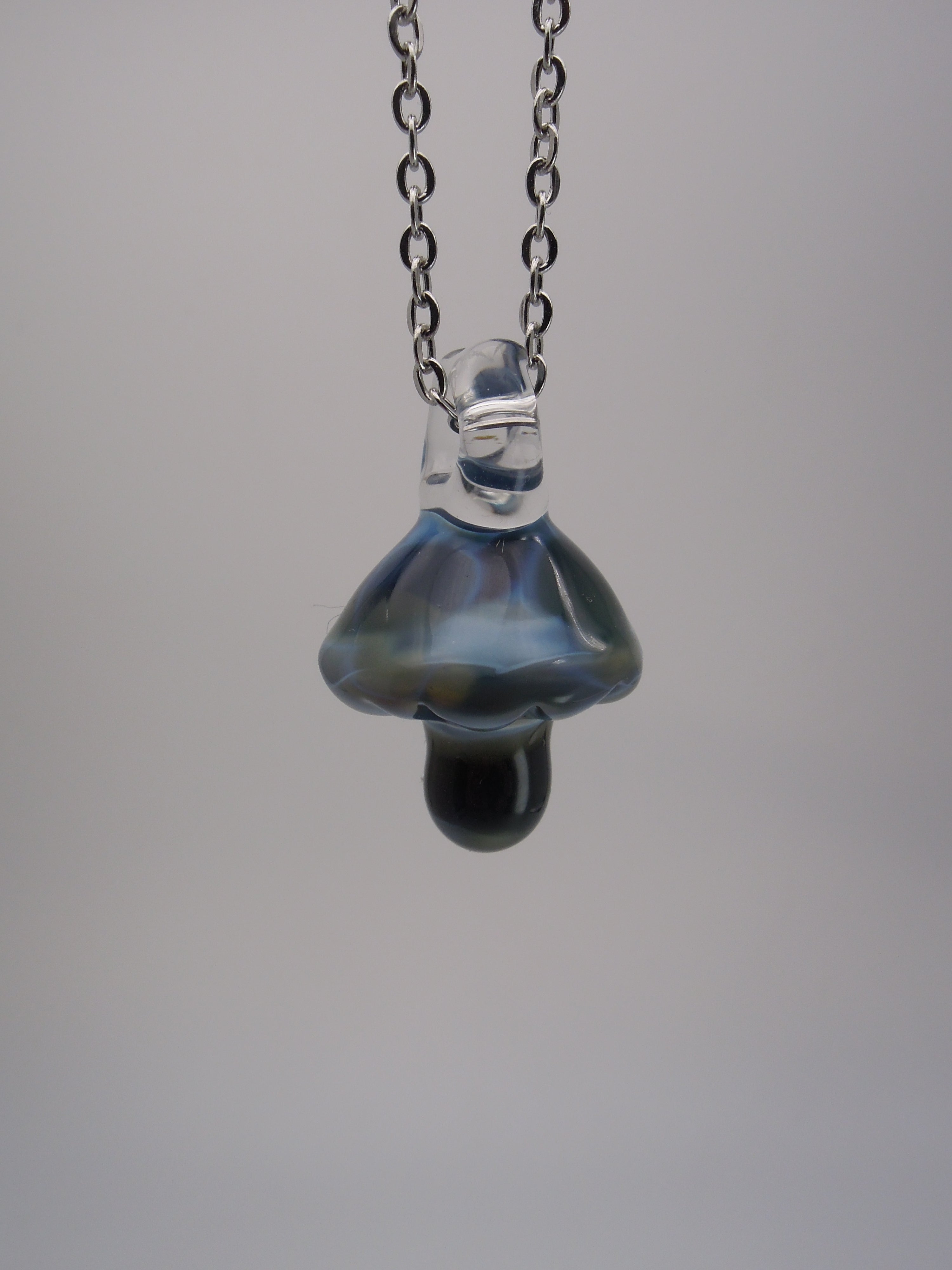Marble Blue Mushroom Pendant Necklace