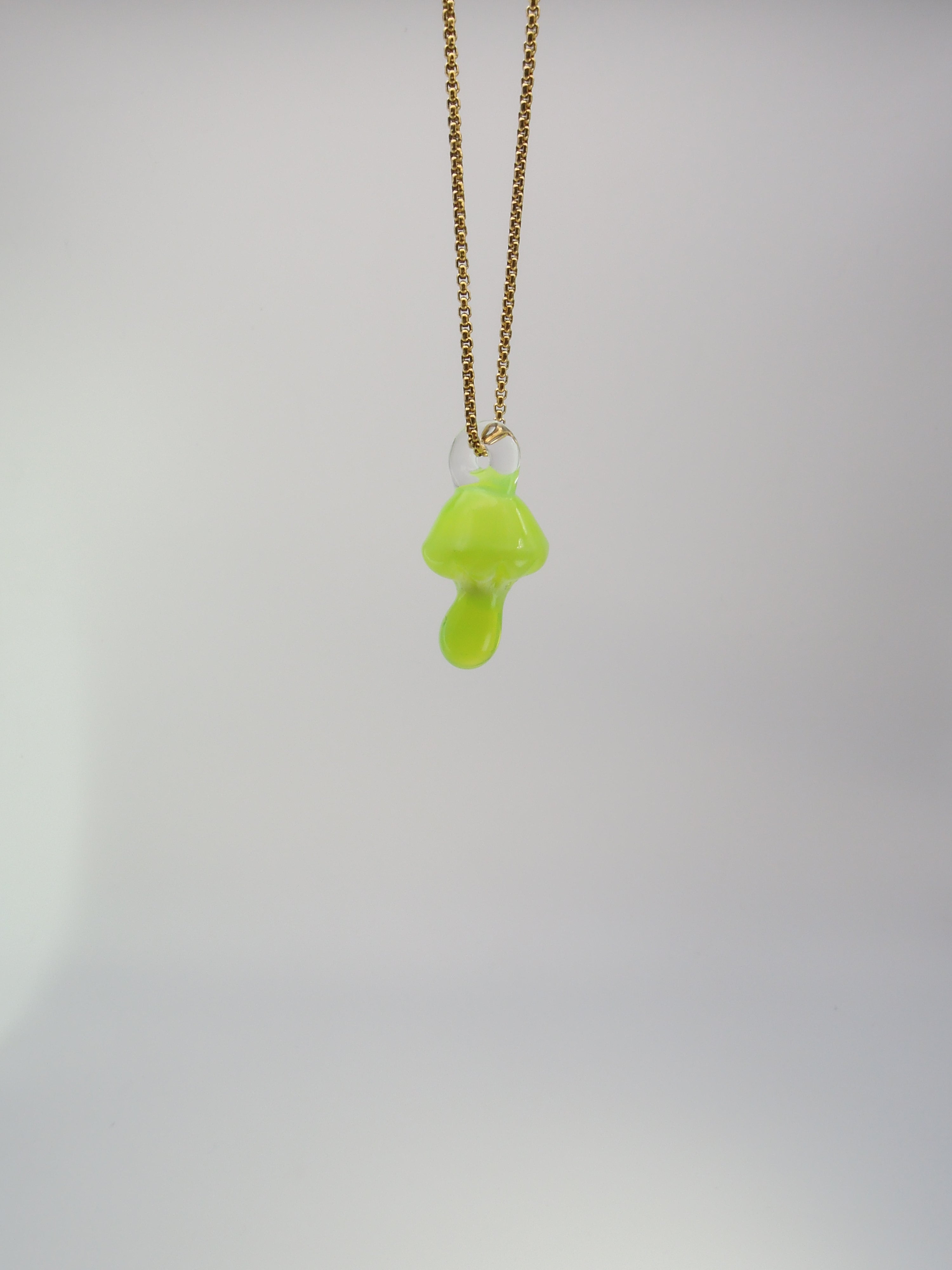 Android Green Glass Mushroom Pendant Necklace