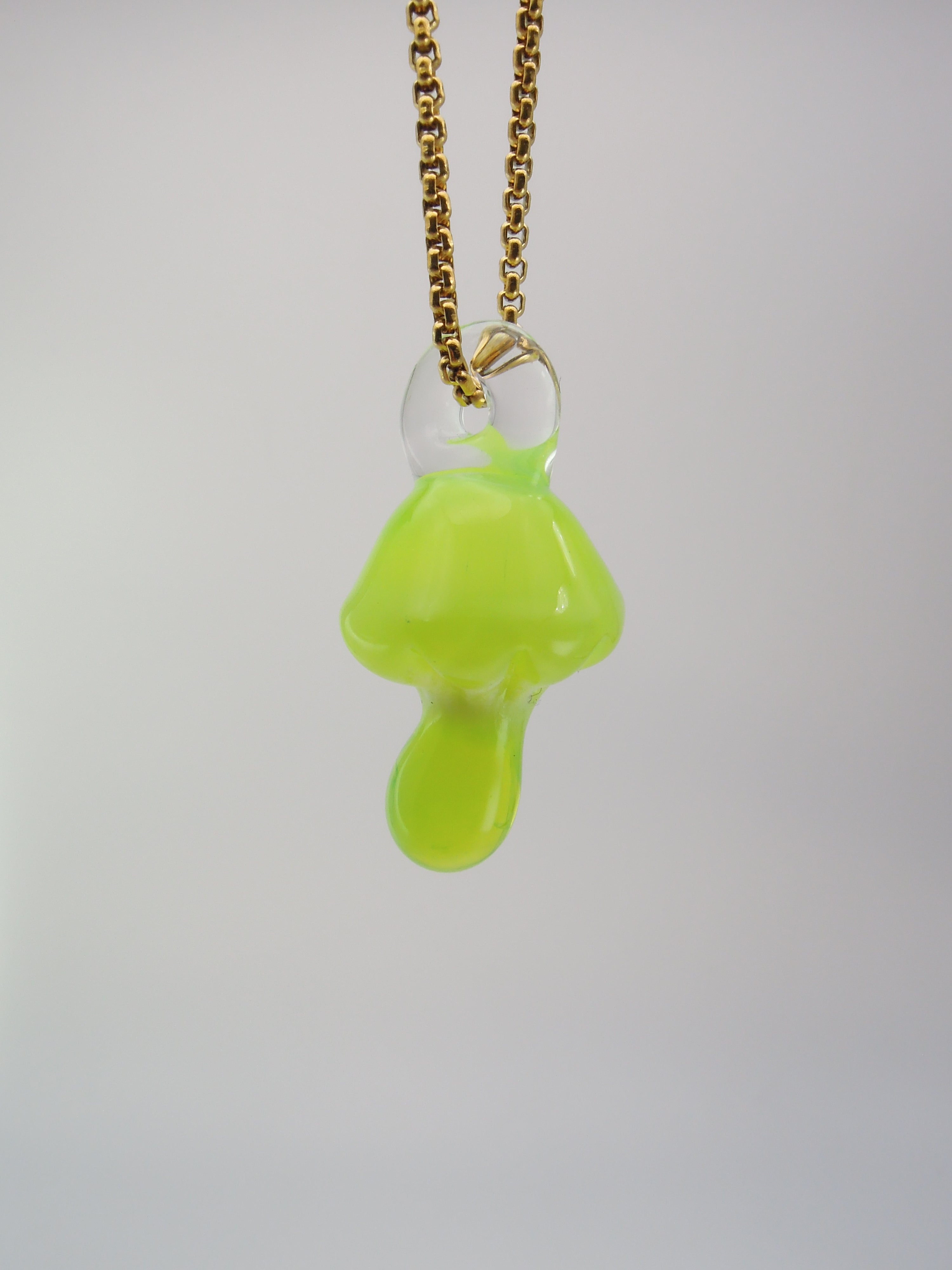 Android Green Glass Mushroom Pendant Necklace