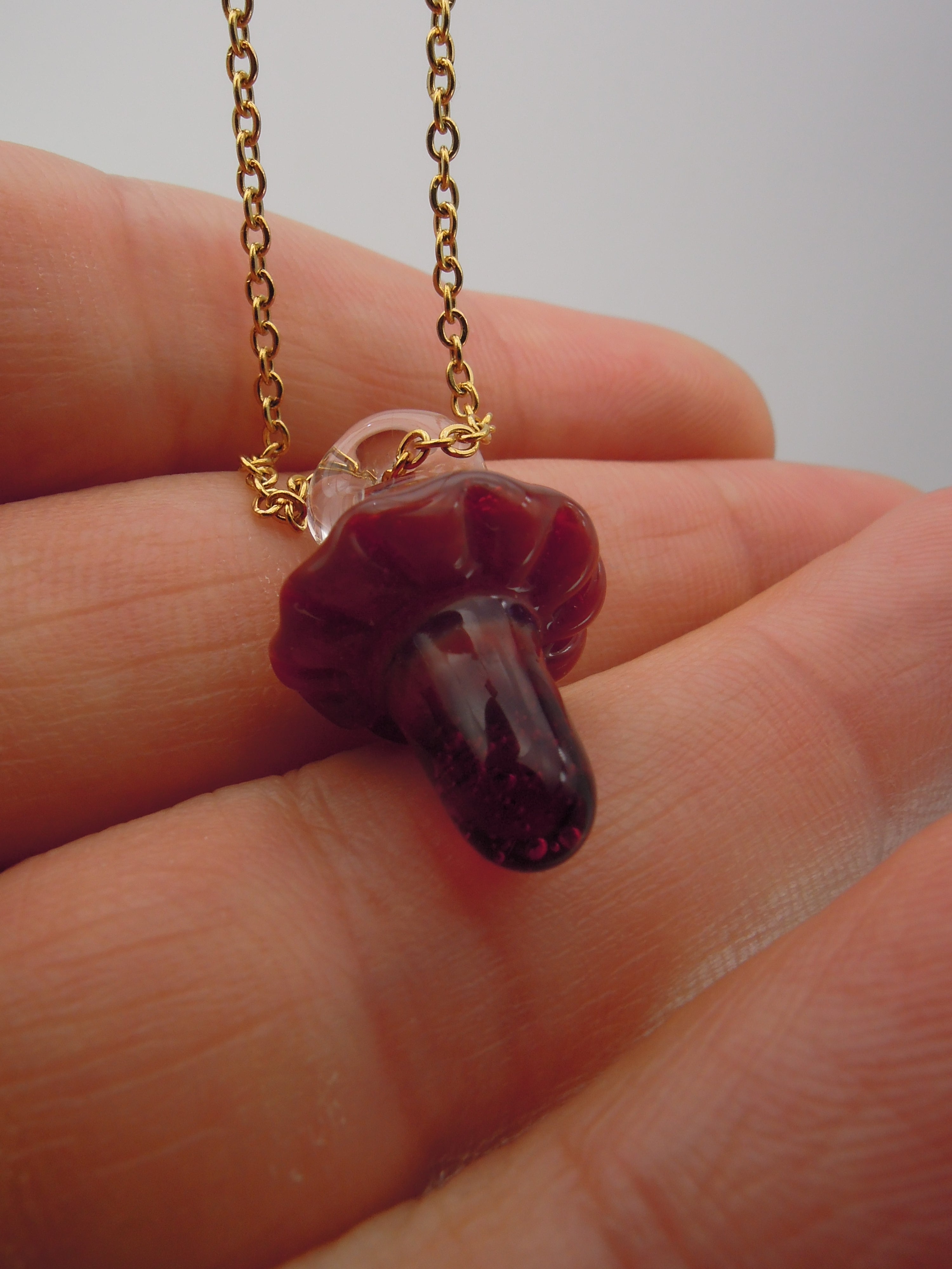 Persian Plum Mushroom Pendant Necklace