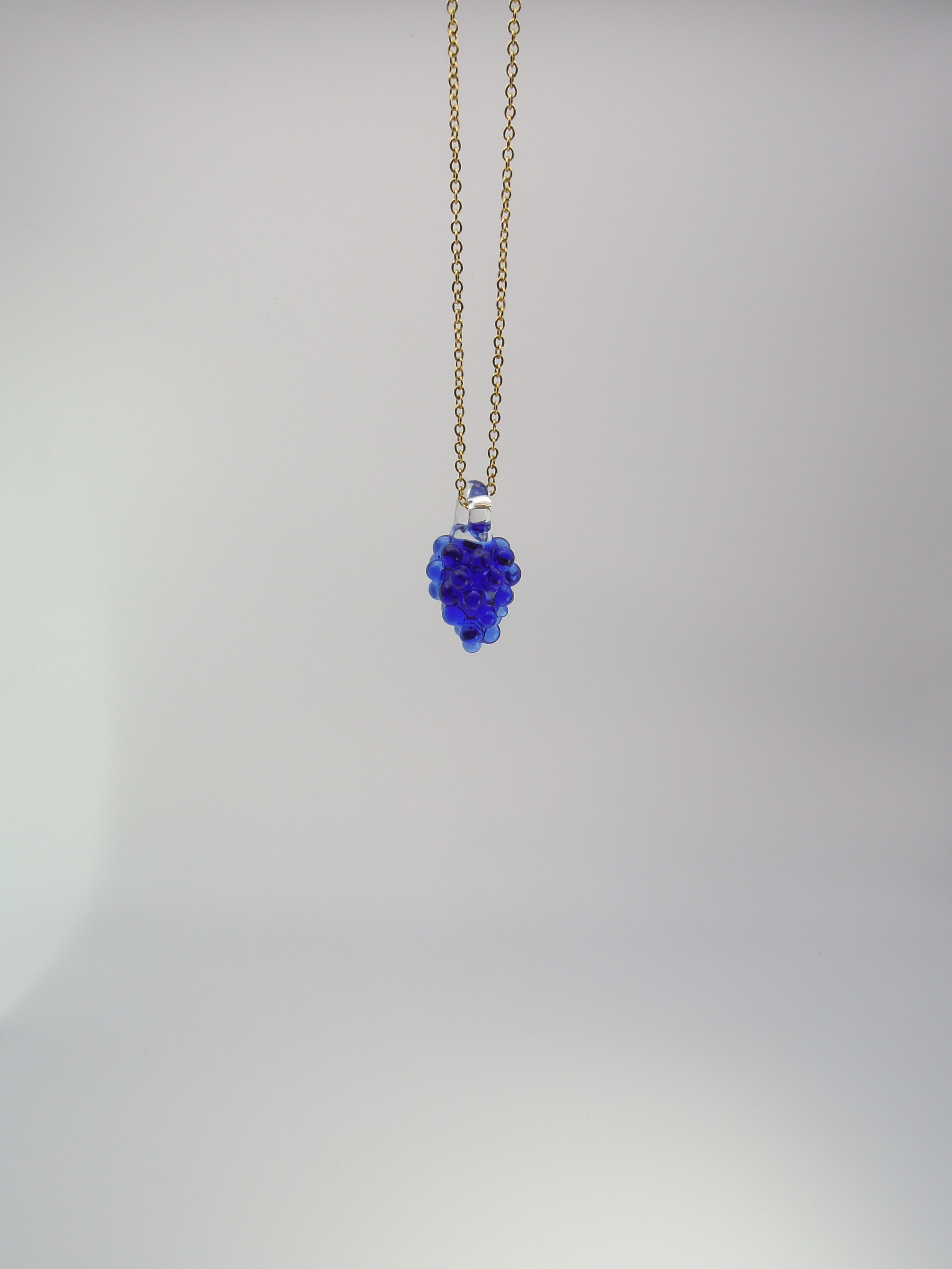 Blue Grape Glass Charm Necklace