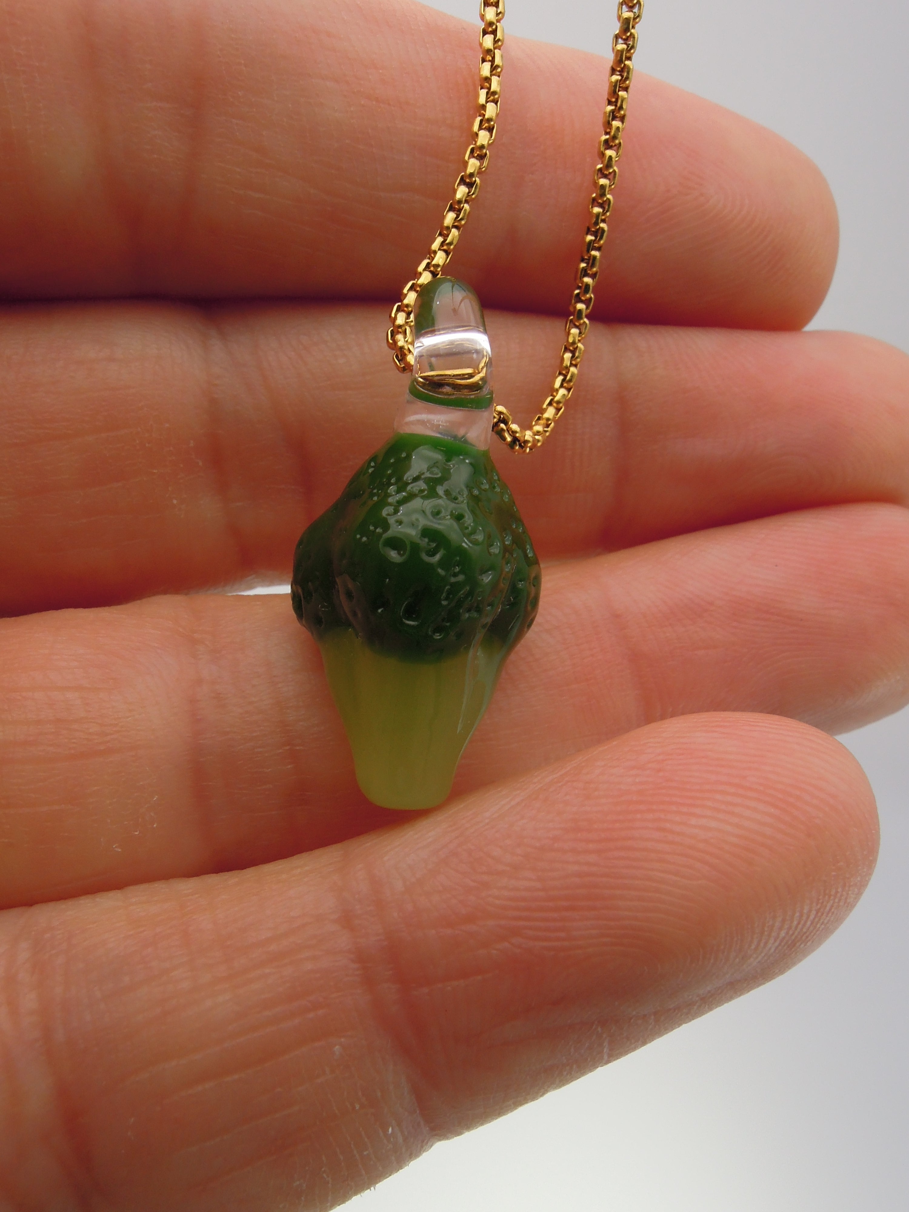 Broccoli Glass Charm Necklace
