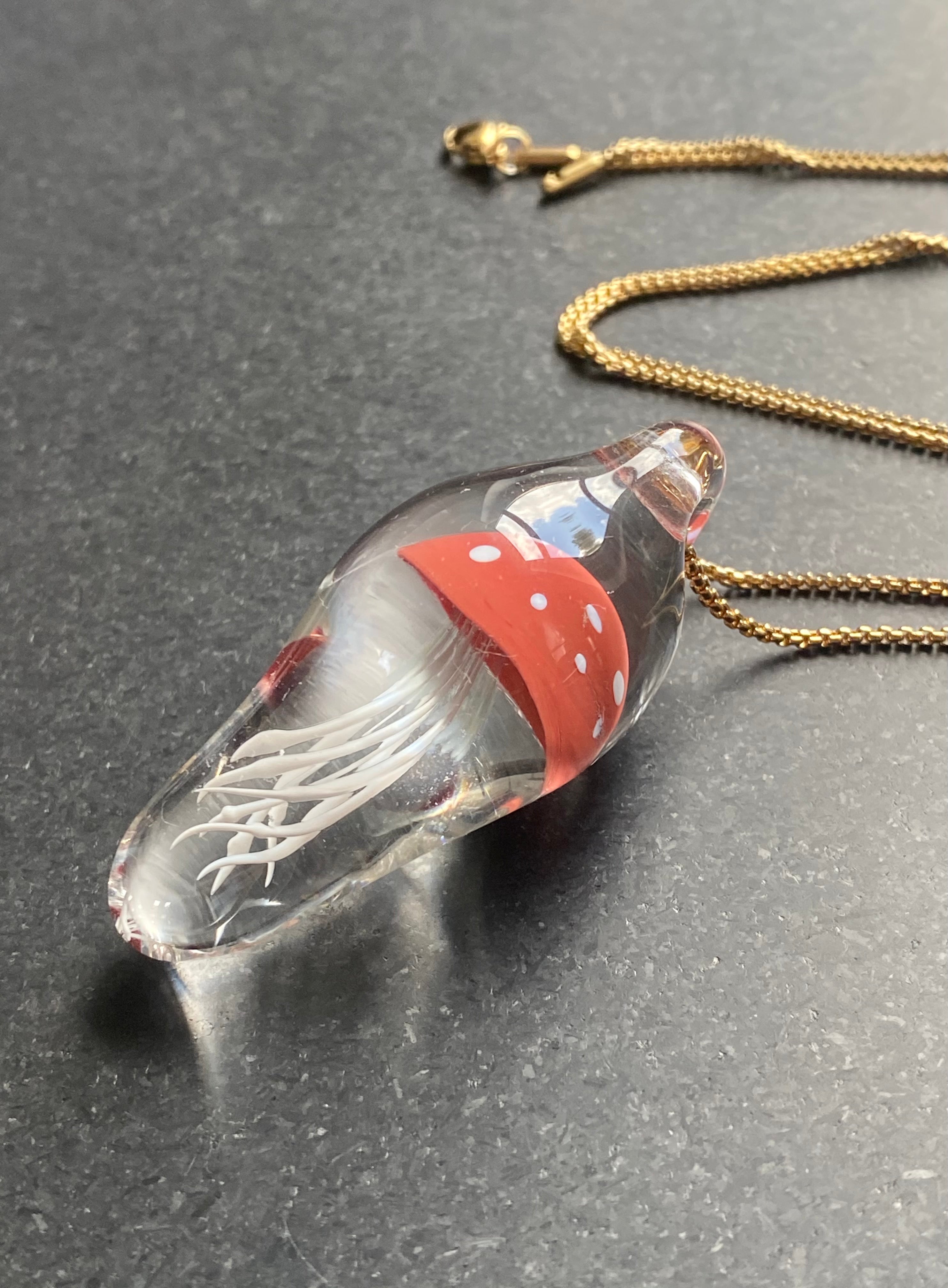 Red and White Jellyfish Pendant