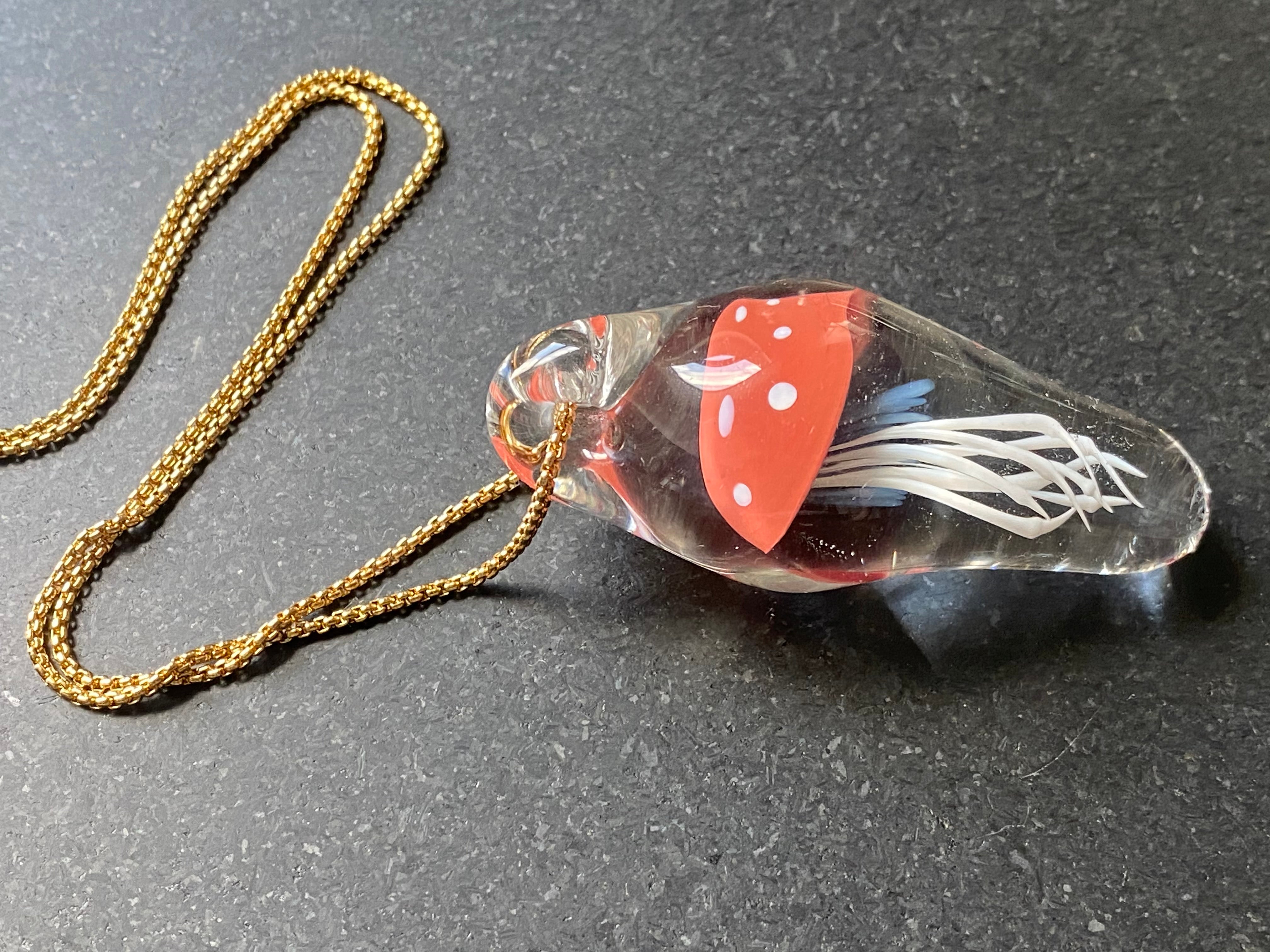 Red and White Jellyfish Pendant
