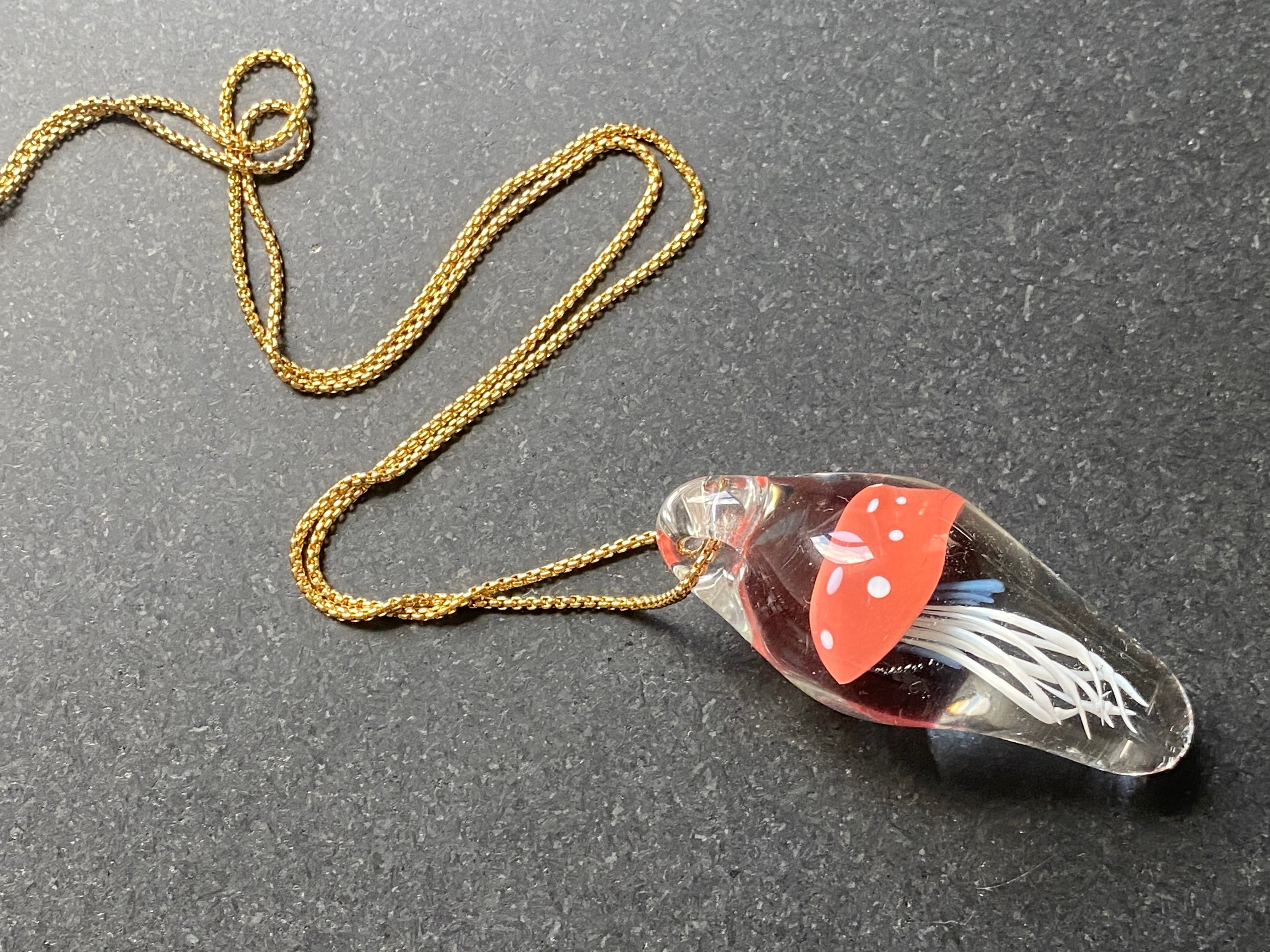 Red and White Jellyfish Pendant