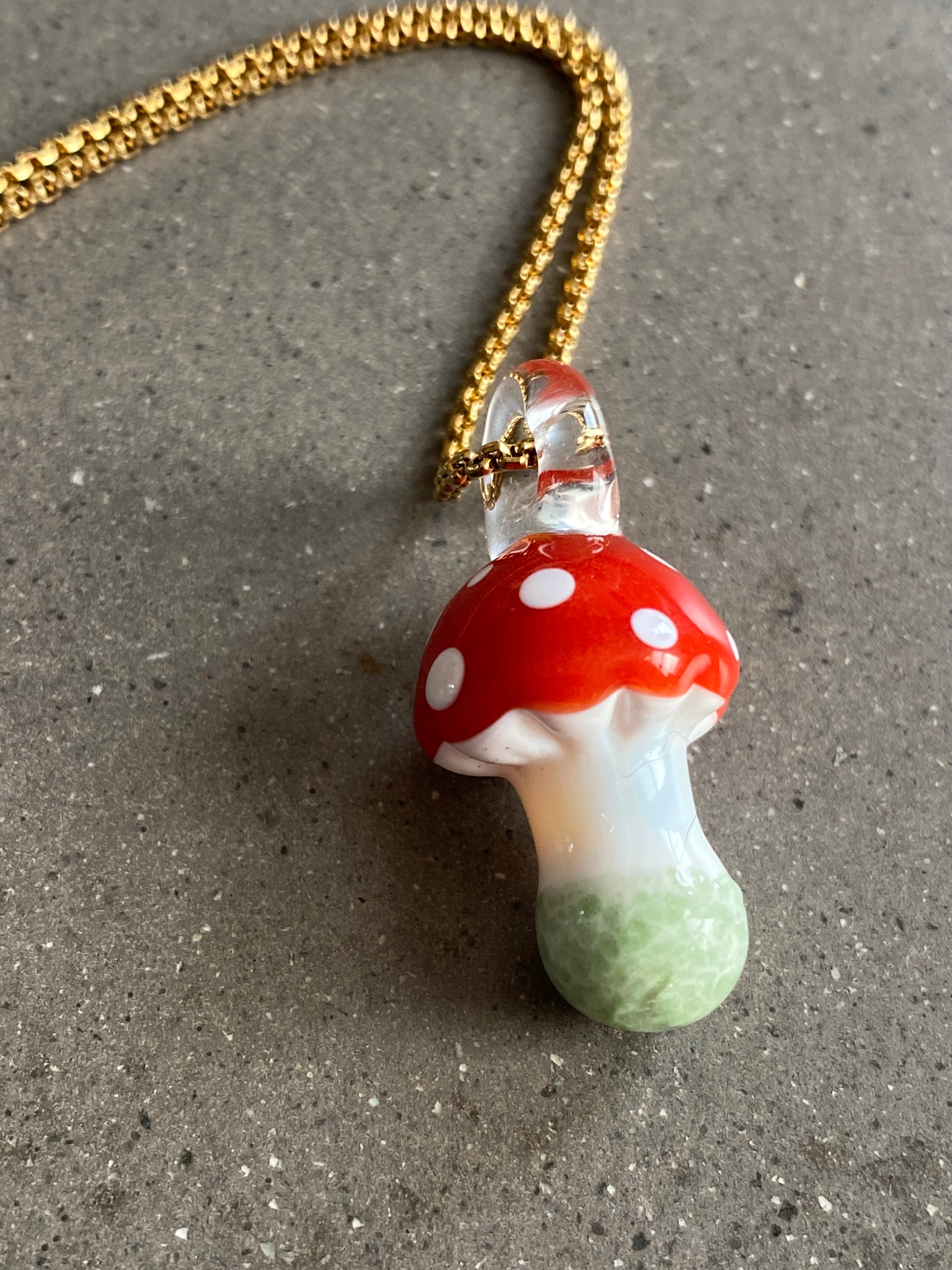 Amanita Glass Mushroom Pendant Necklace