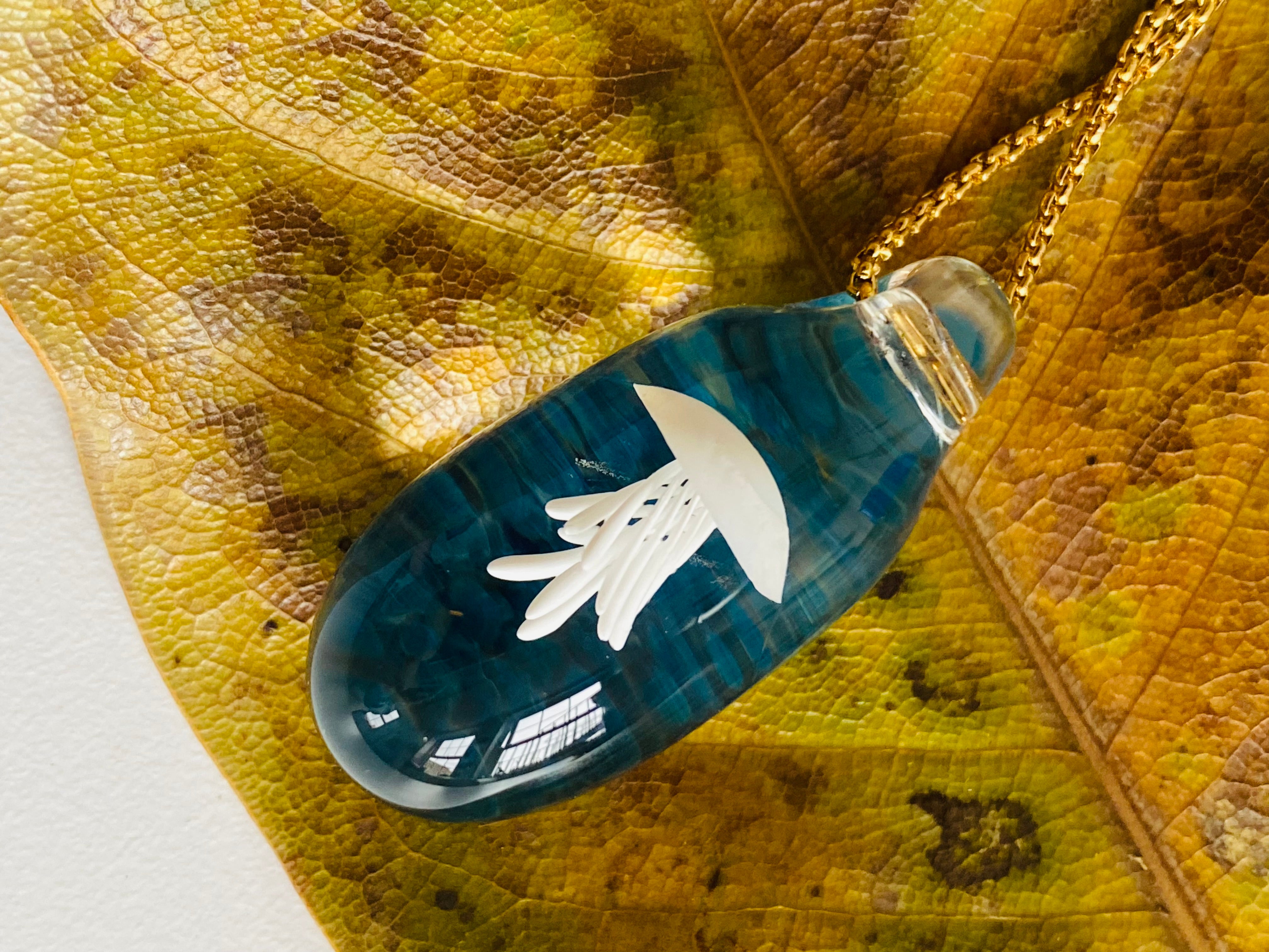 White and Blue Jellyfish Pendant