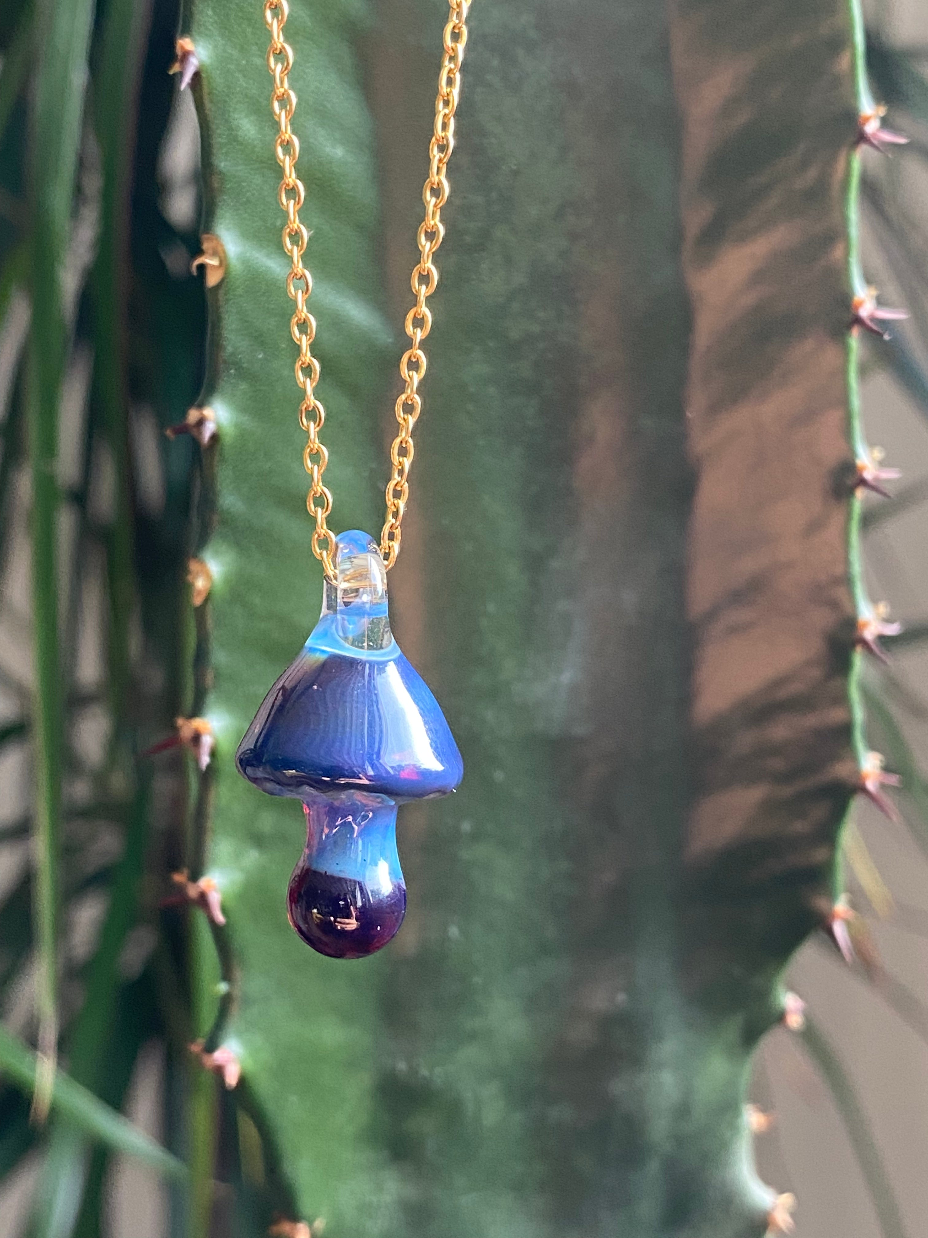Purple Mushroom Pendant Necklace