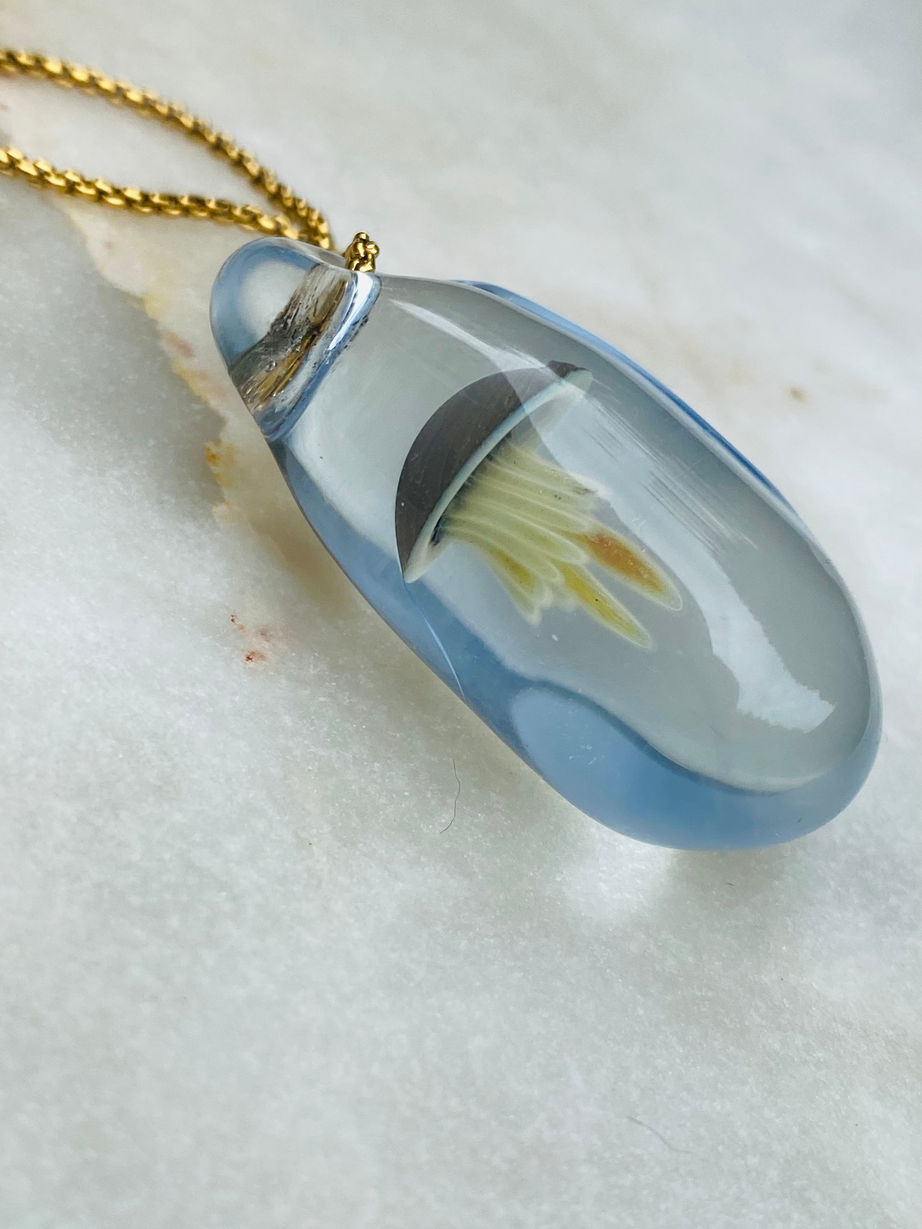 Green and Light Blue Jellyfish Pendant