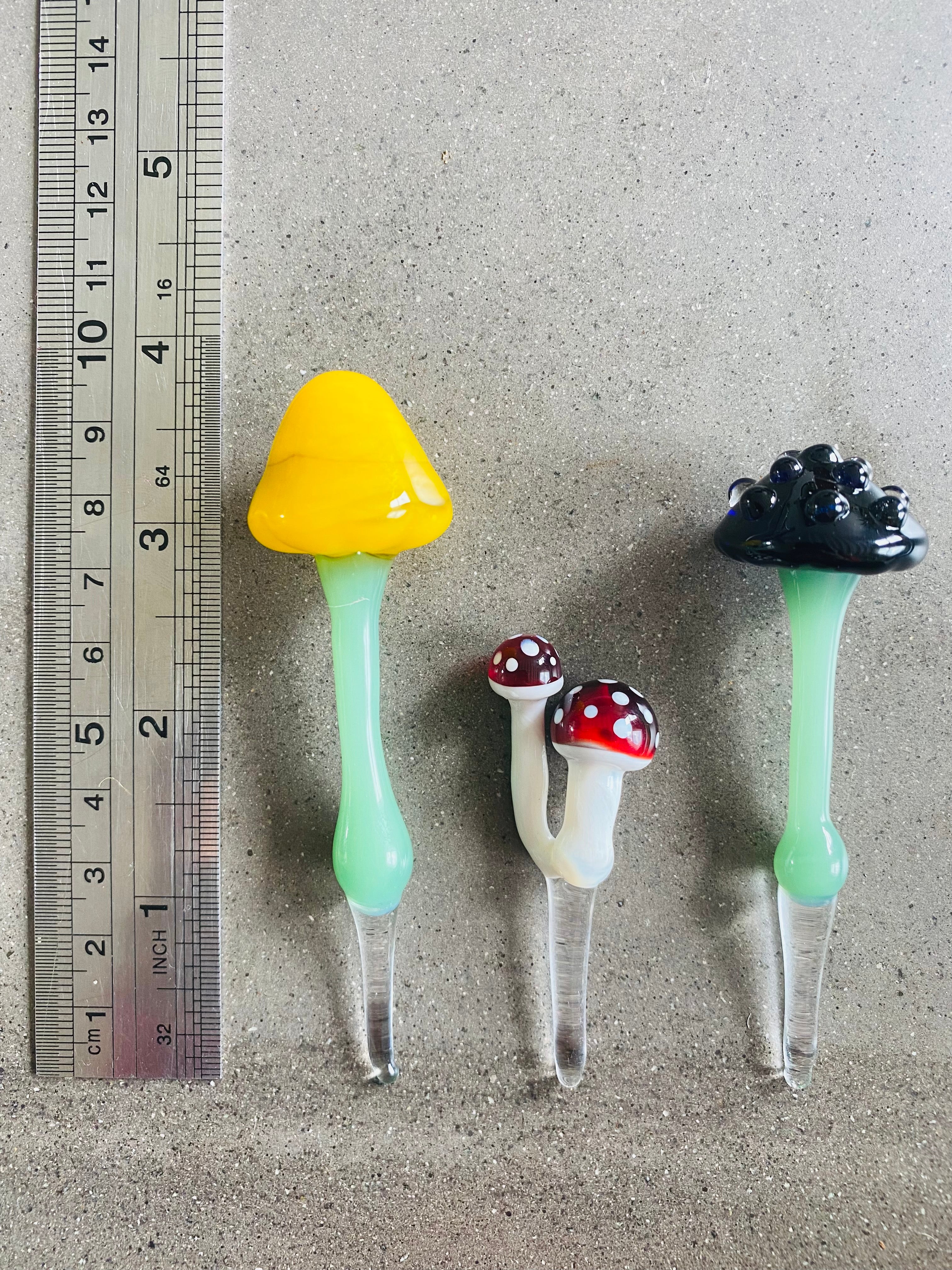 Triple Glass Mushroom Plant Stakes Set-3