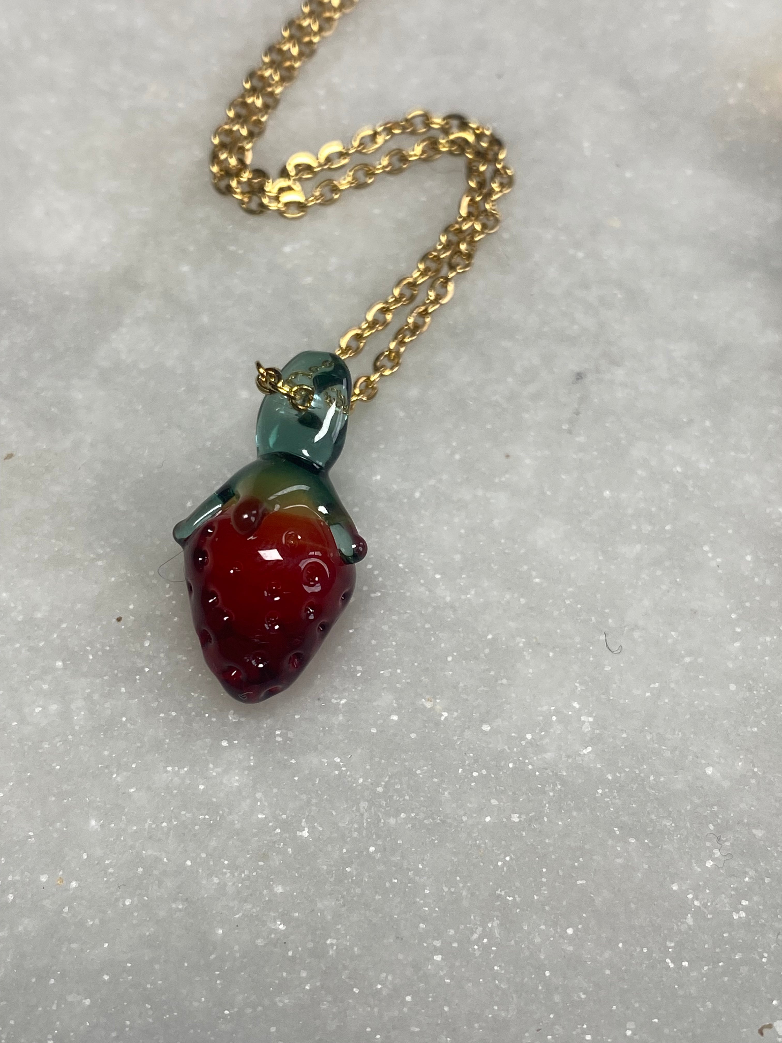 Mini Strawberry Glass Pendant