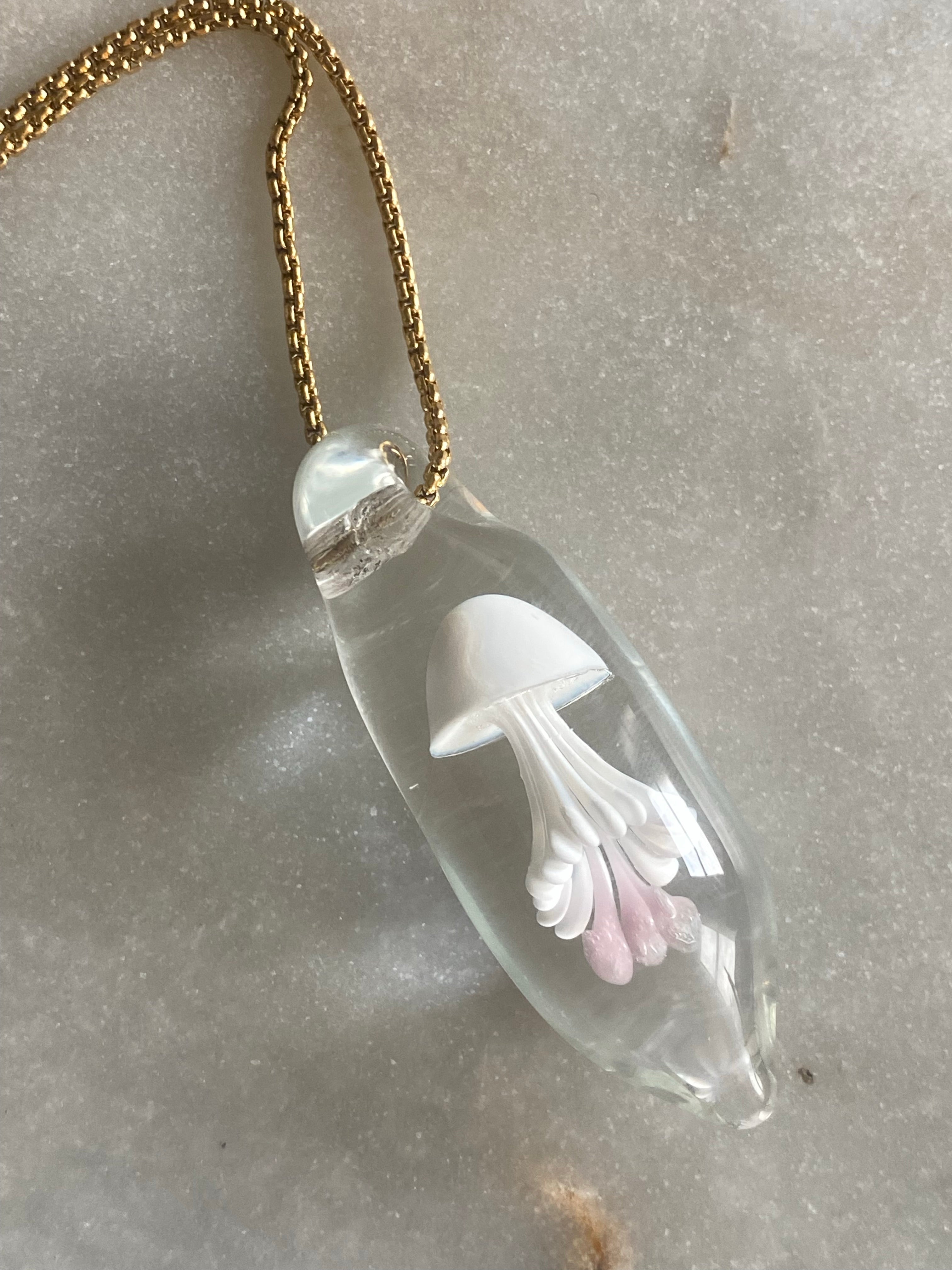 Pink and White Jellyfish Pendant
