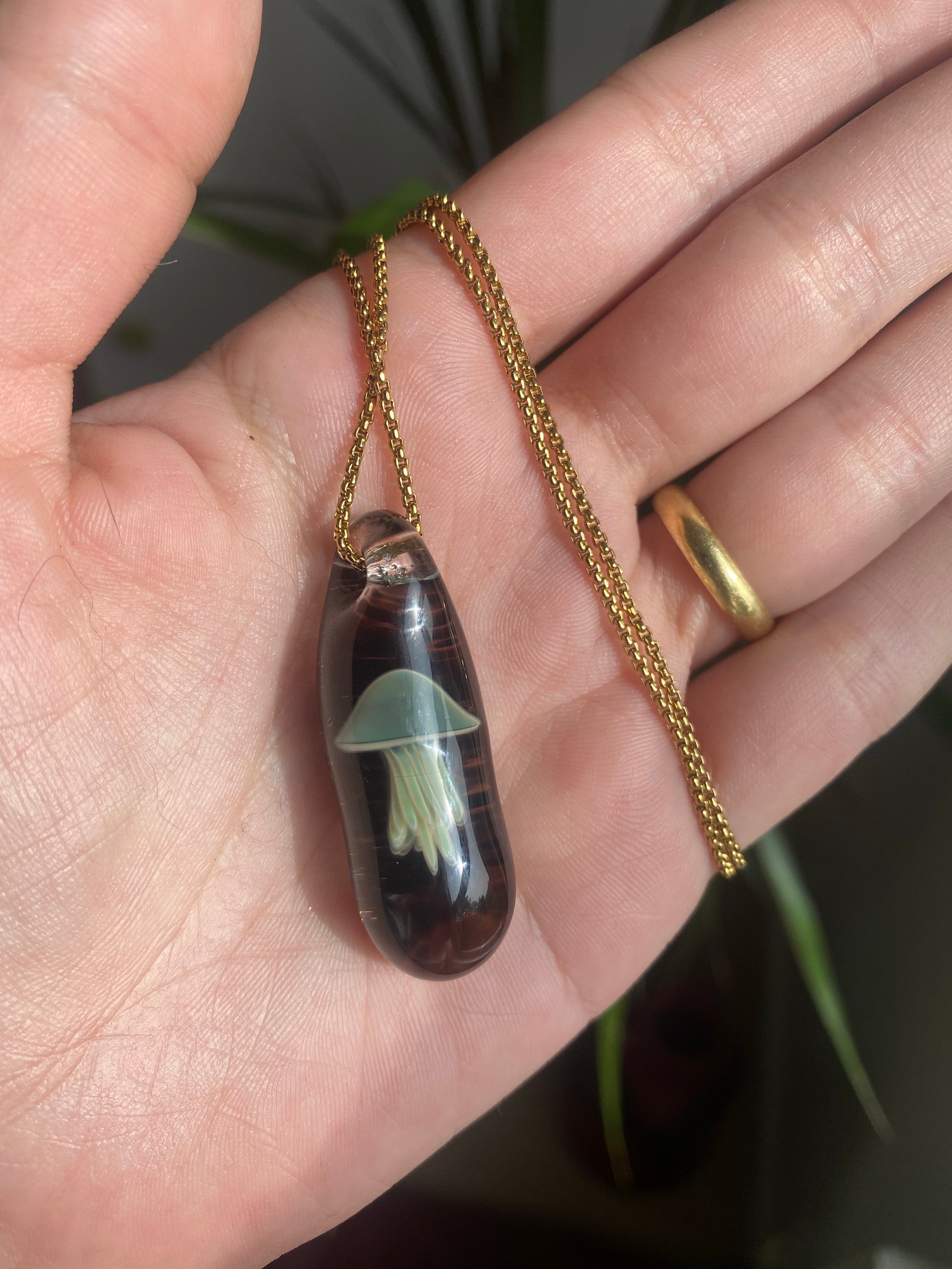 Green and Black Jellyfish Pendant