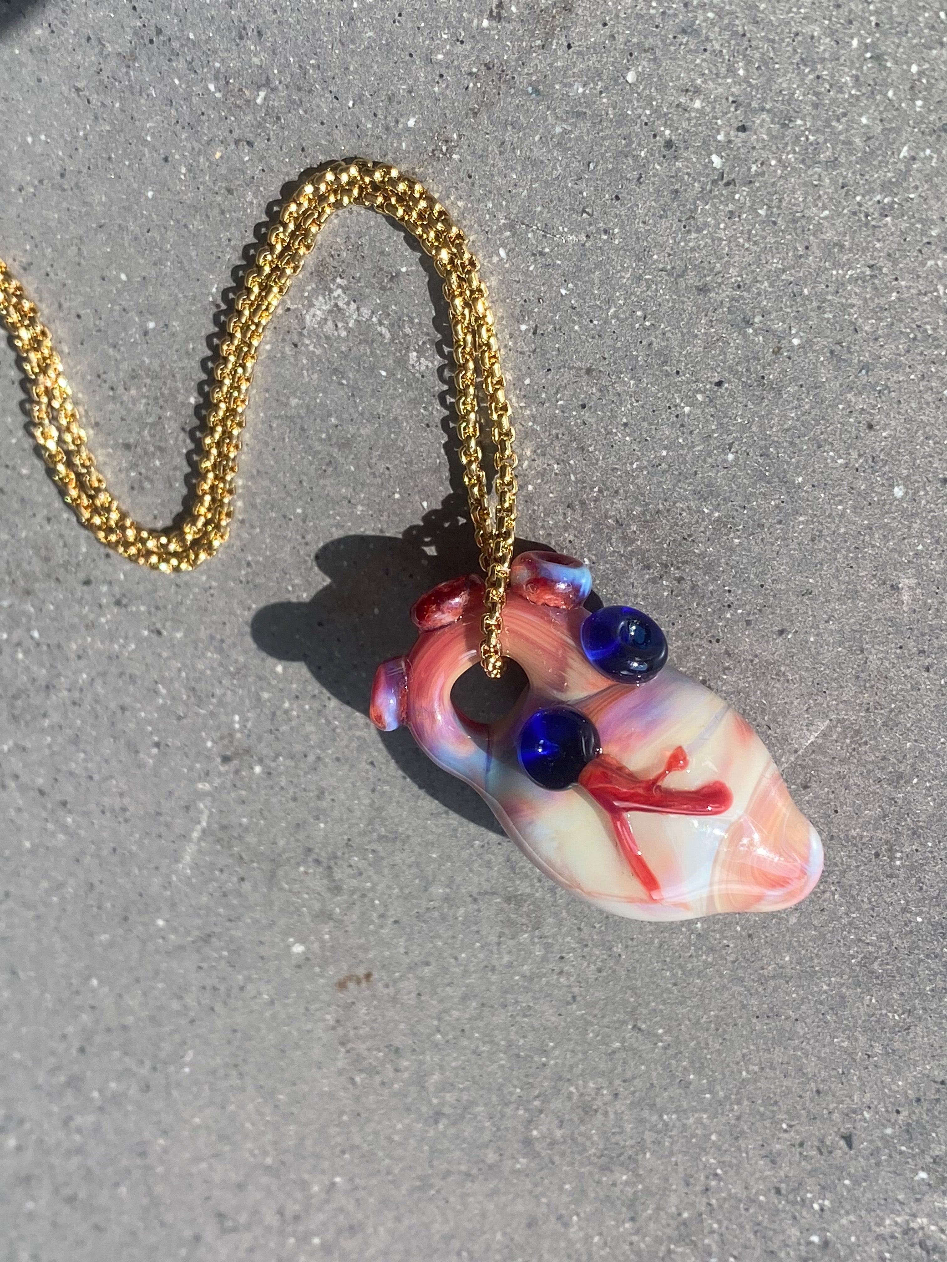 Realistic Love Purple and Cream Glass Pendant