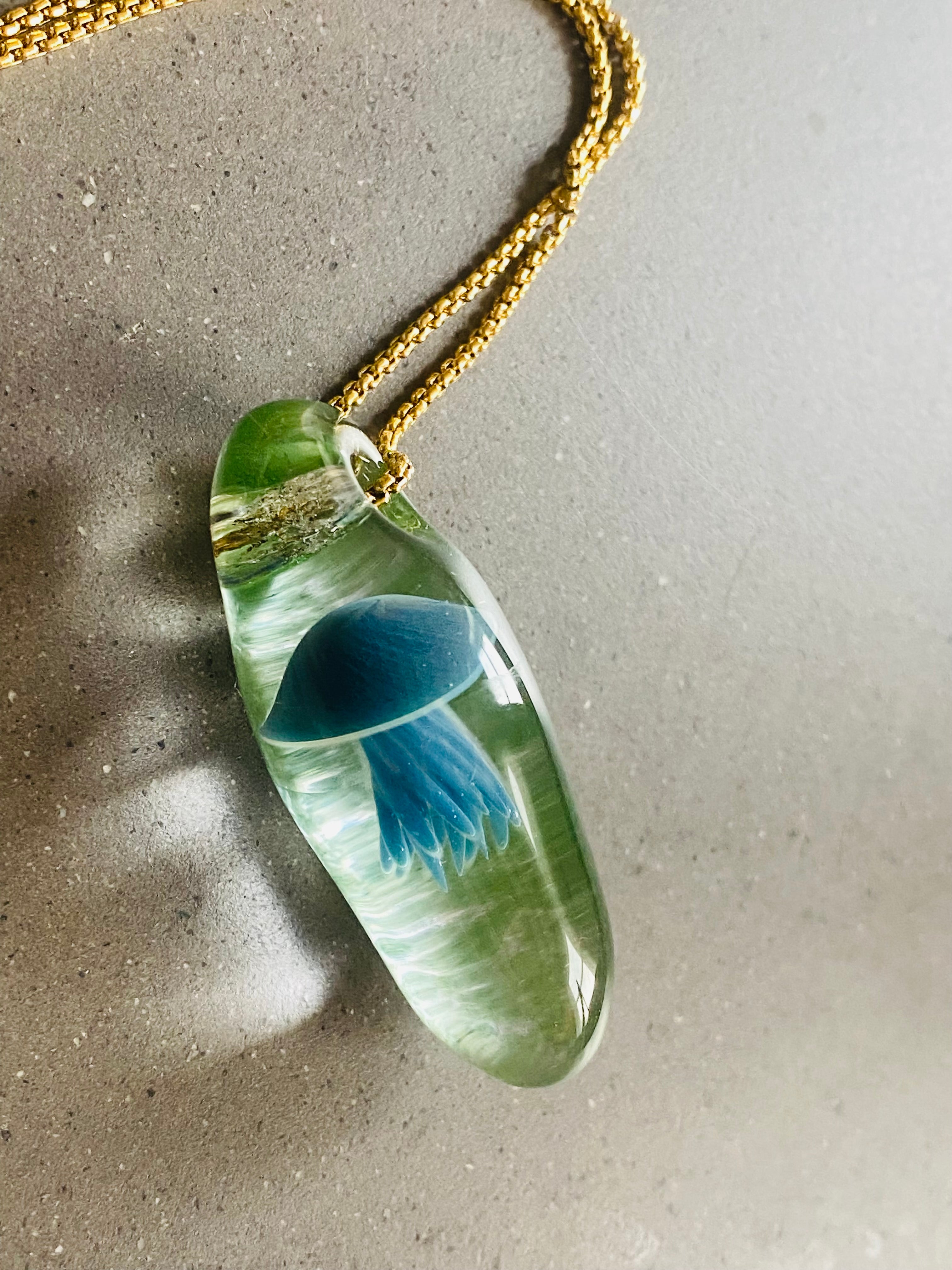 Blue and Green Jellyfish Pendant