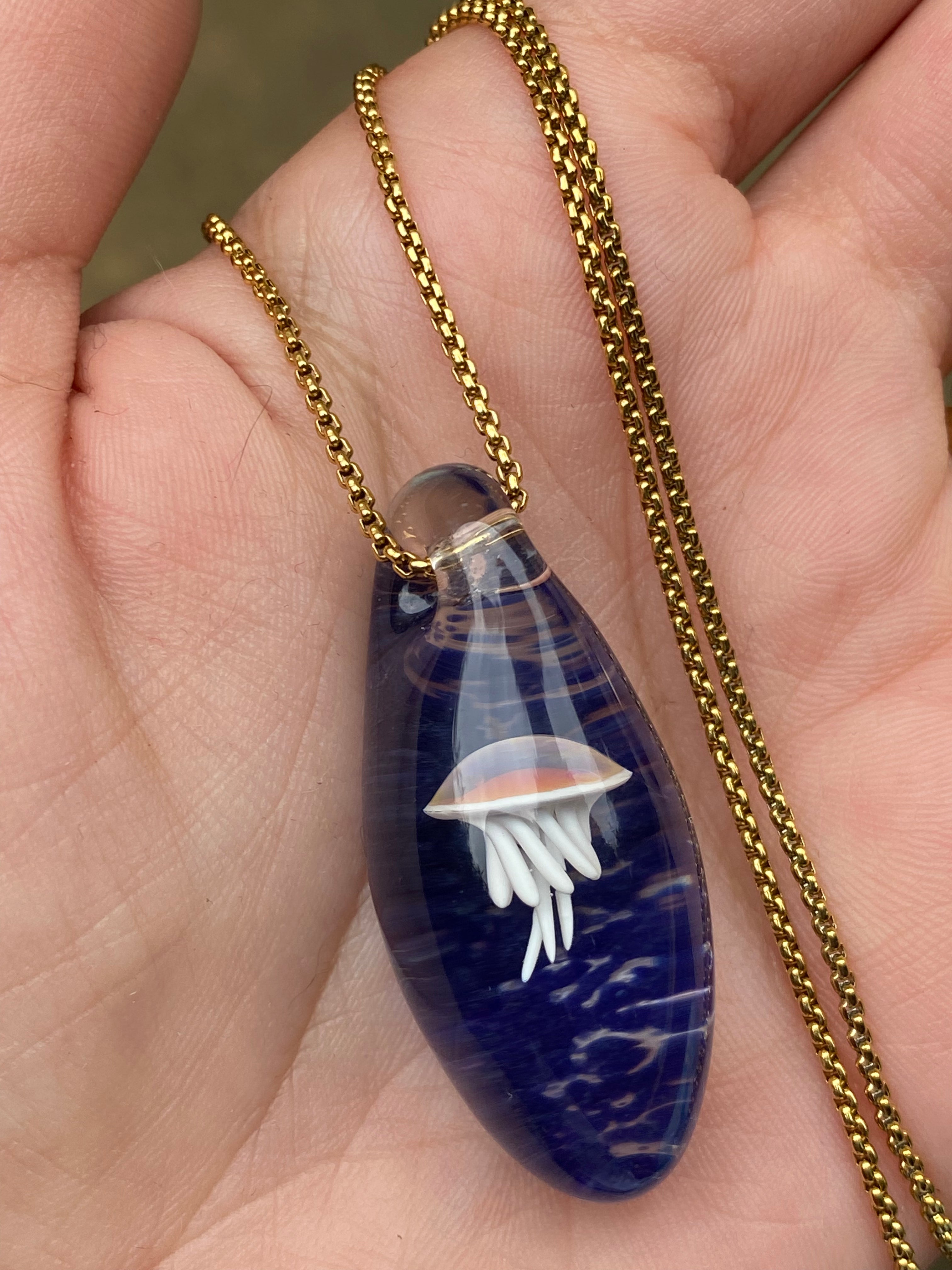 Purple and White Jellyfish Pendant