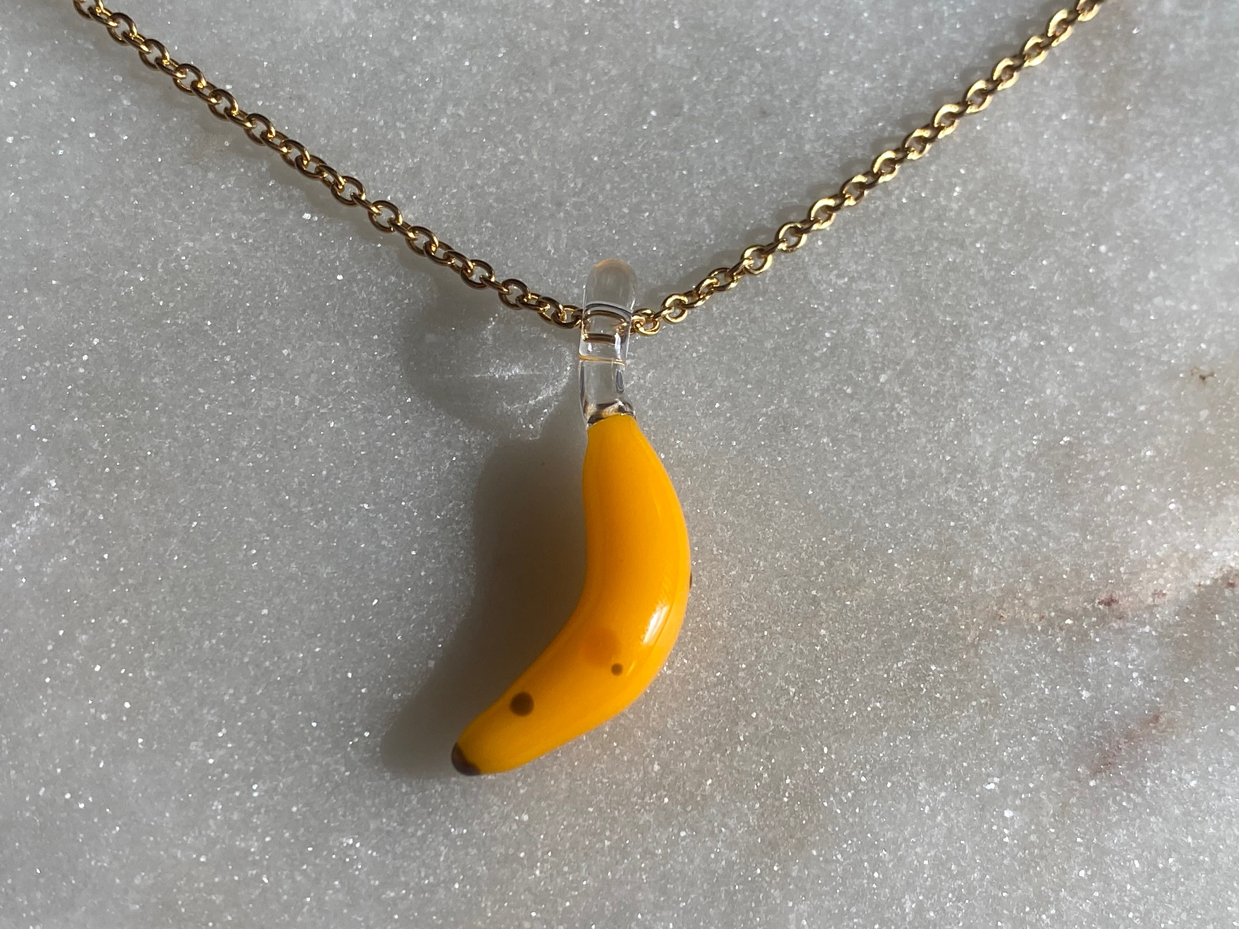 Banana Miniature Glass Charm Necklace