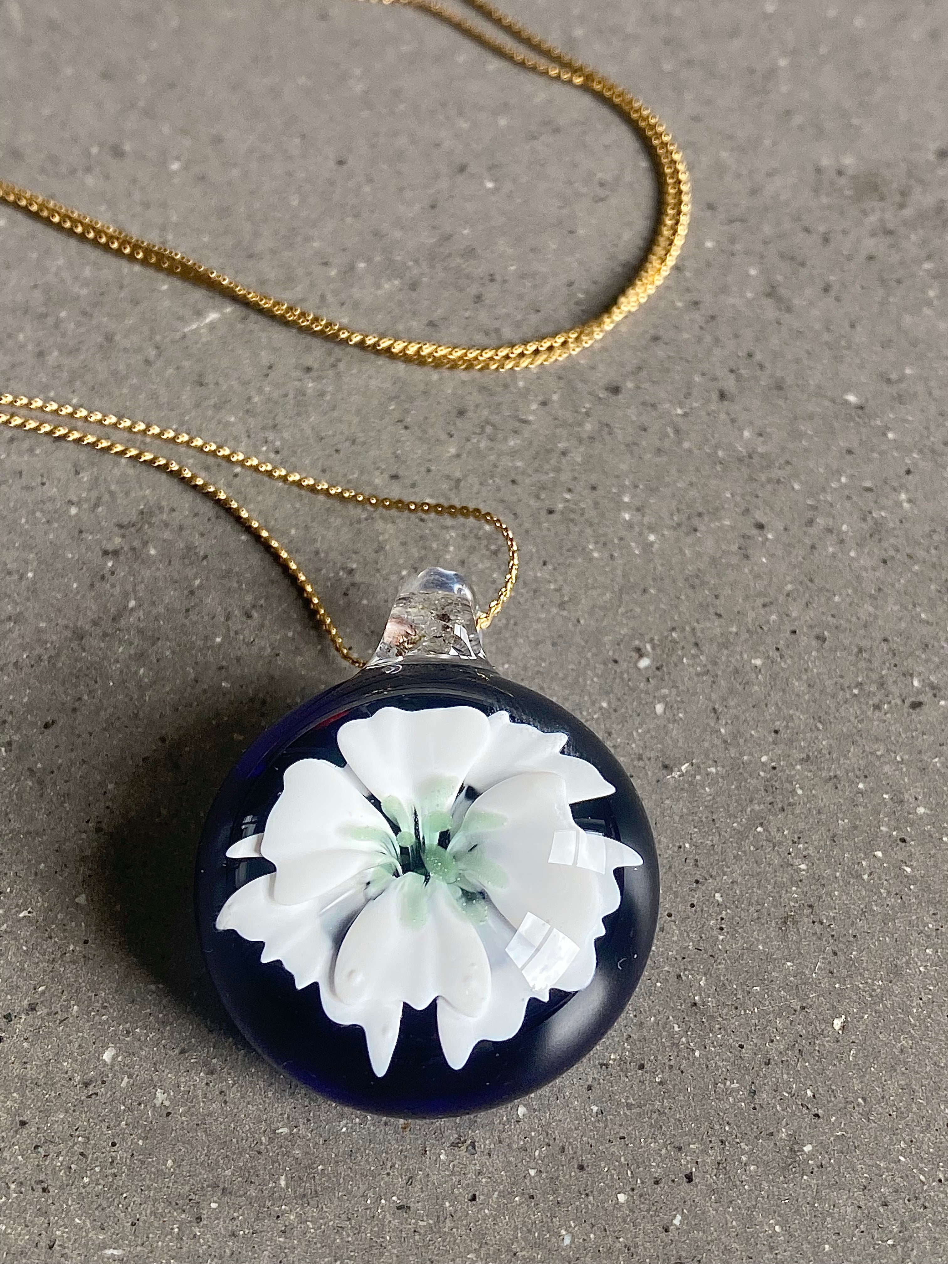 White, Green and Blue Flower Implosion Pendant