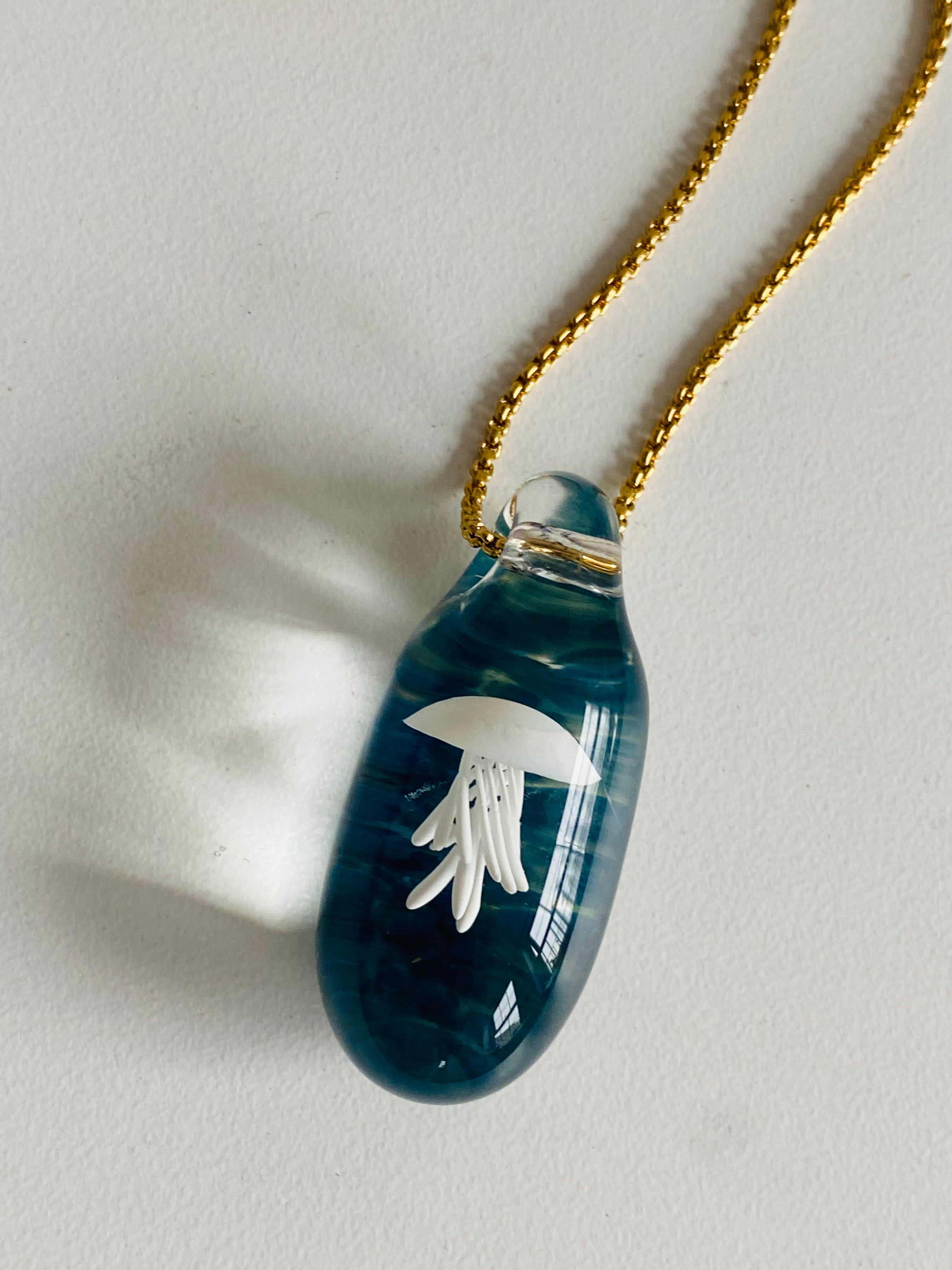 White and Blue Jellyfish Pendant
