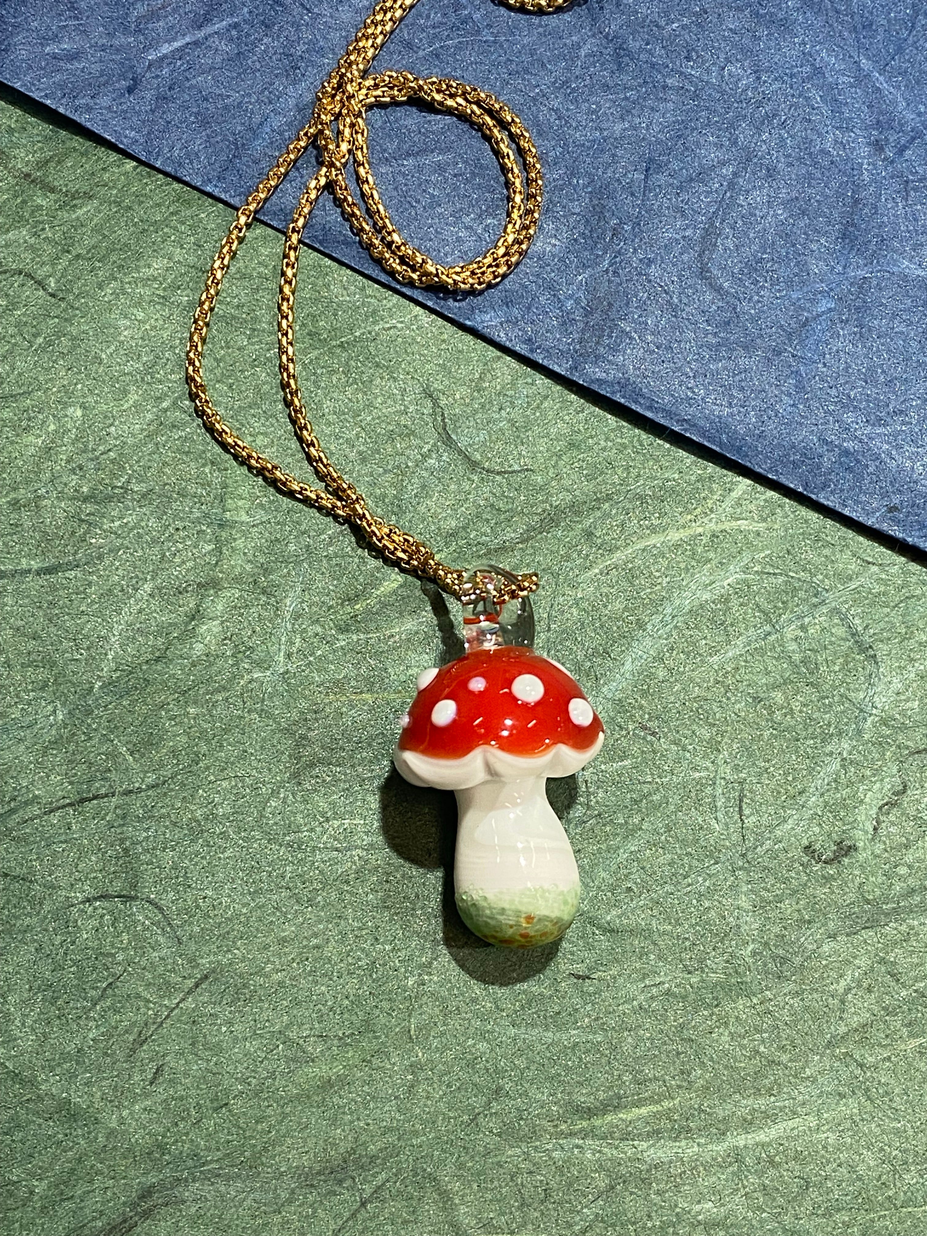 Amanita Glass Mushroom Pendant Necklace