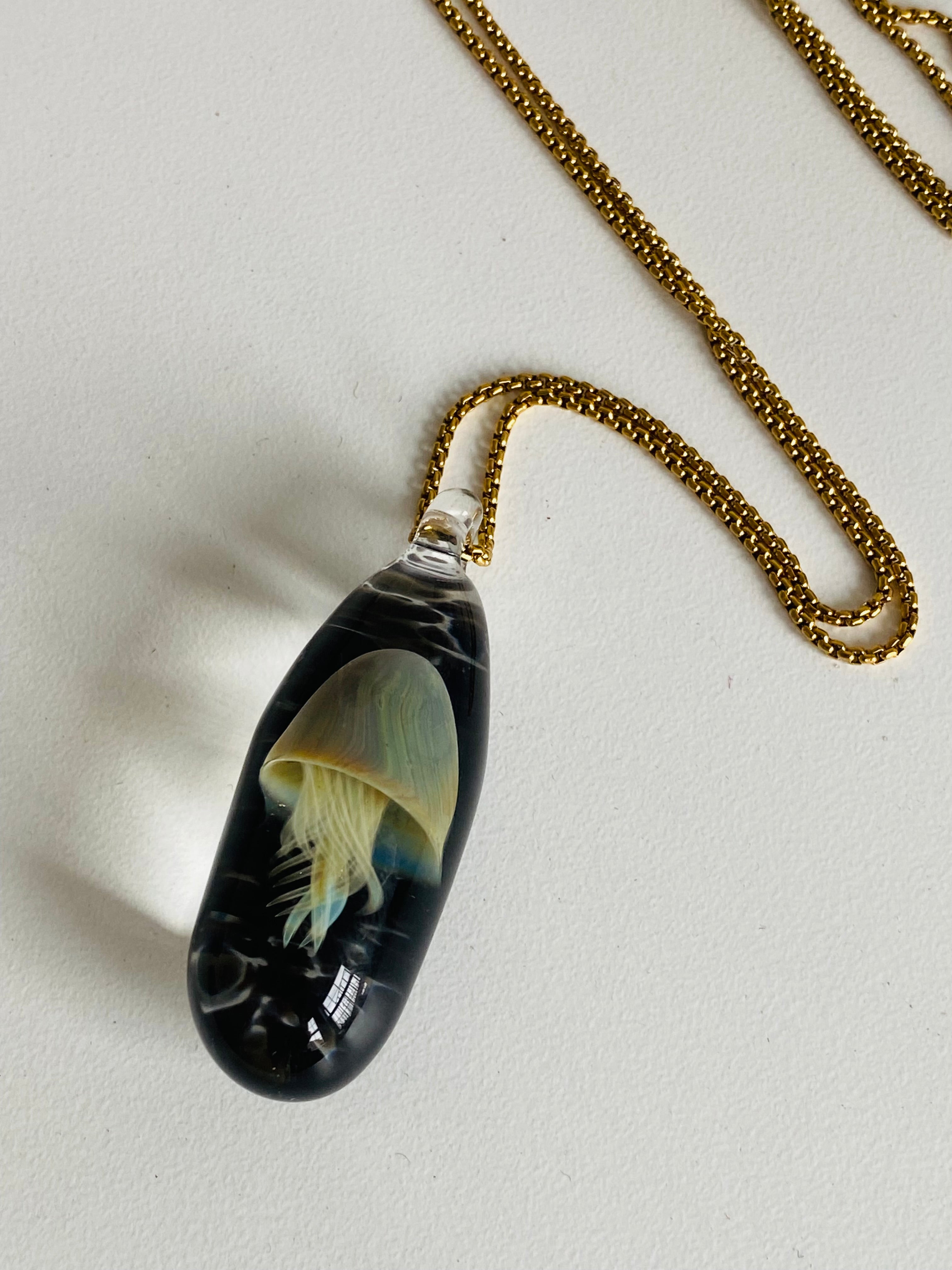 Green and Black Jellyfish Pendant