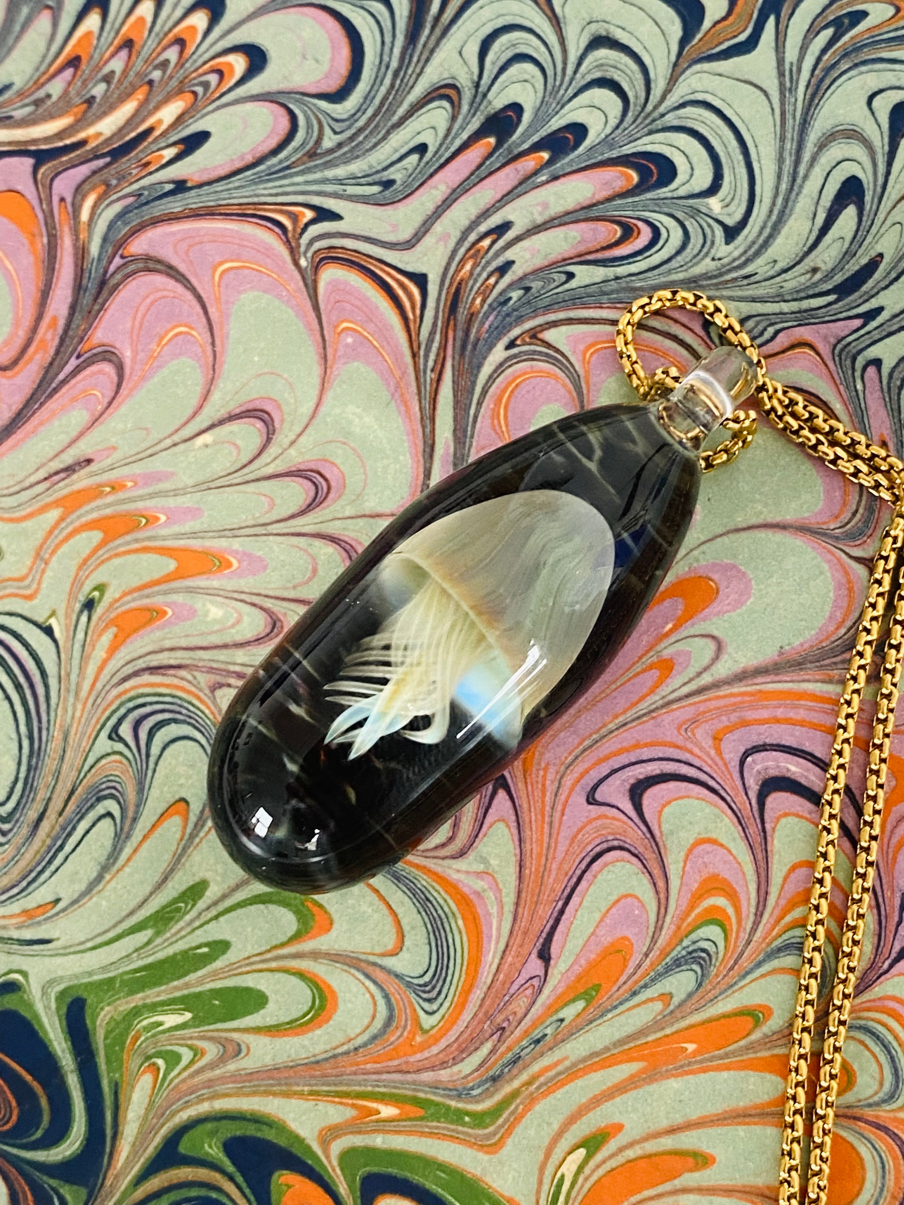 Green and Black Jellyfish Pendant
