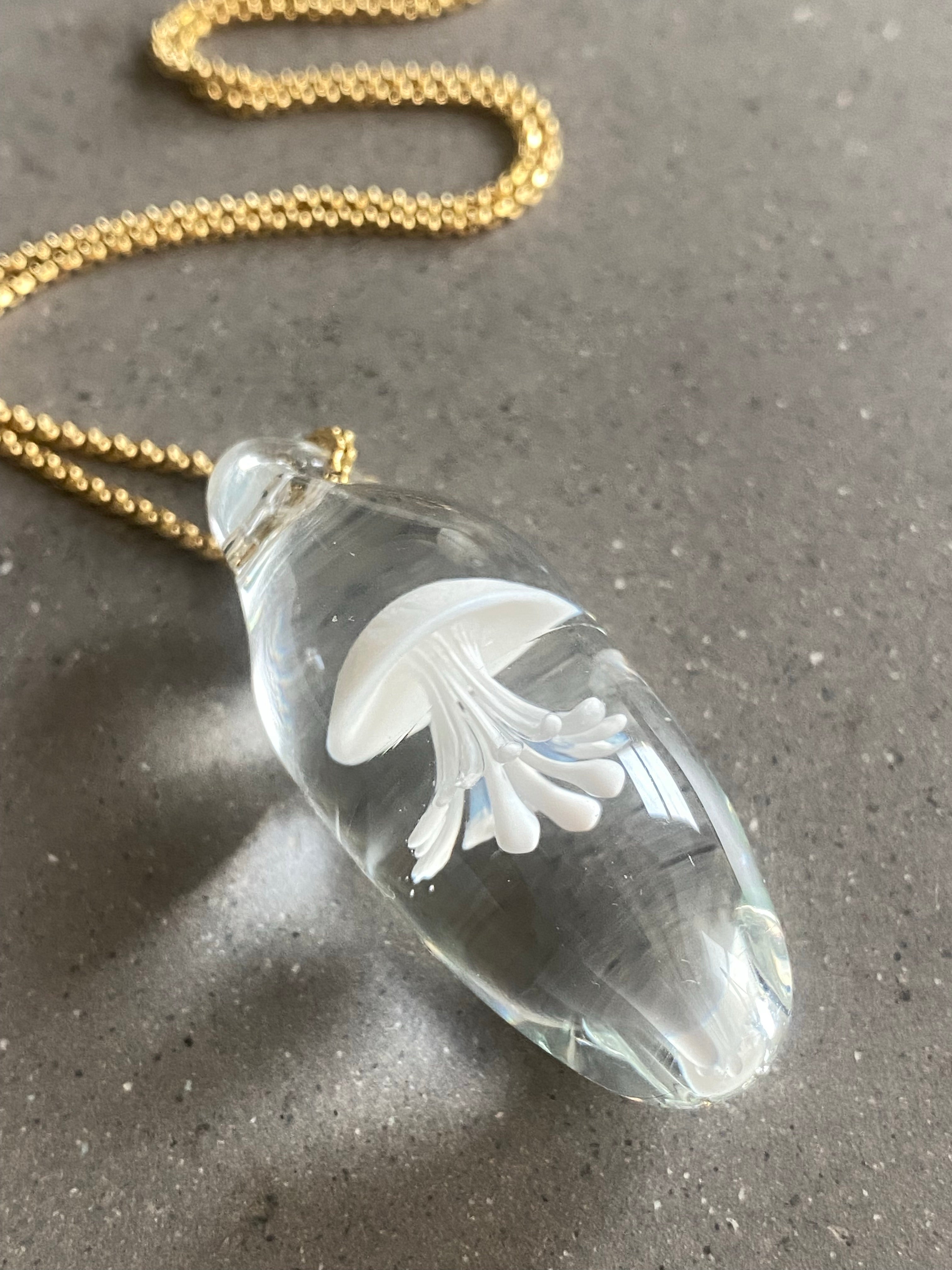 Clear White Jellyfish Pendant Necklace