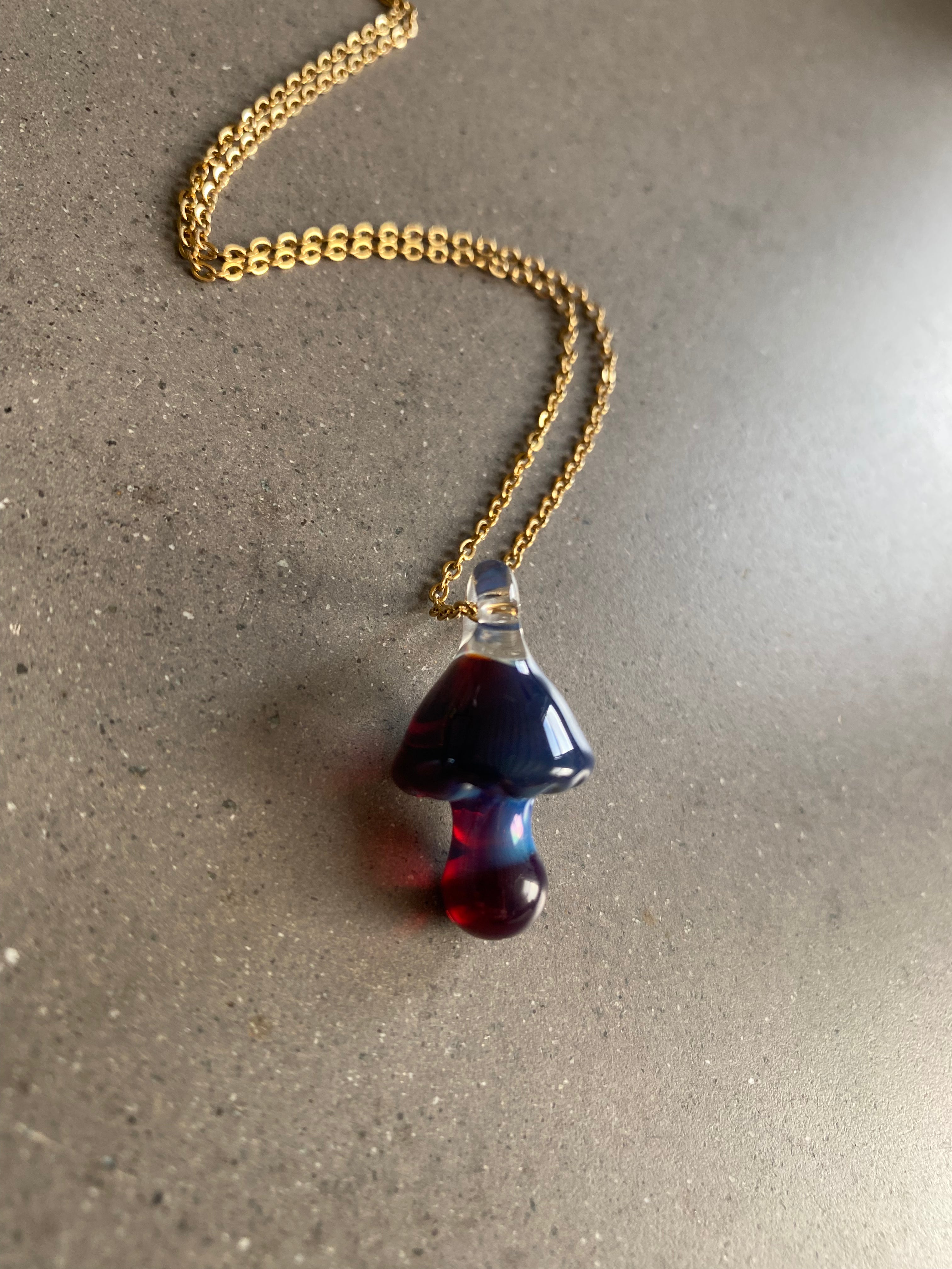 Purple Mushroom Pendant Necklace
