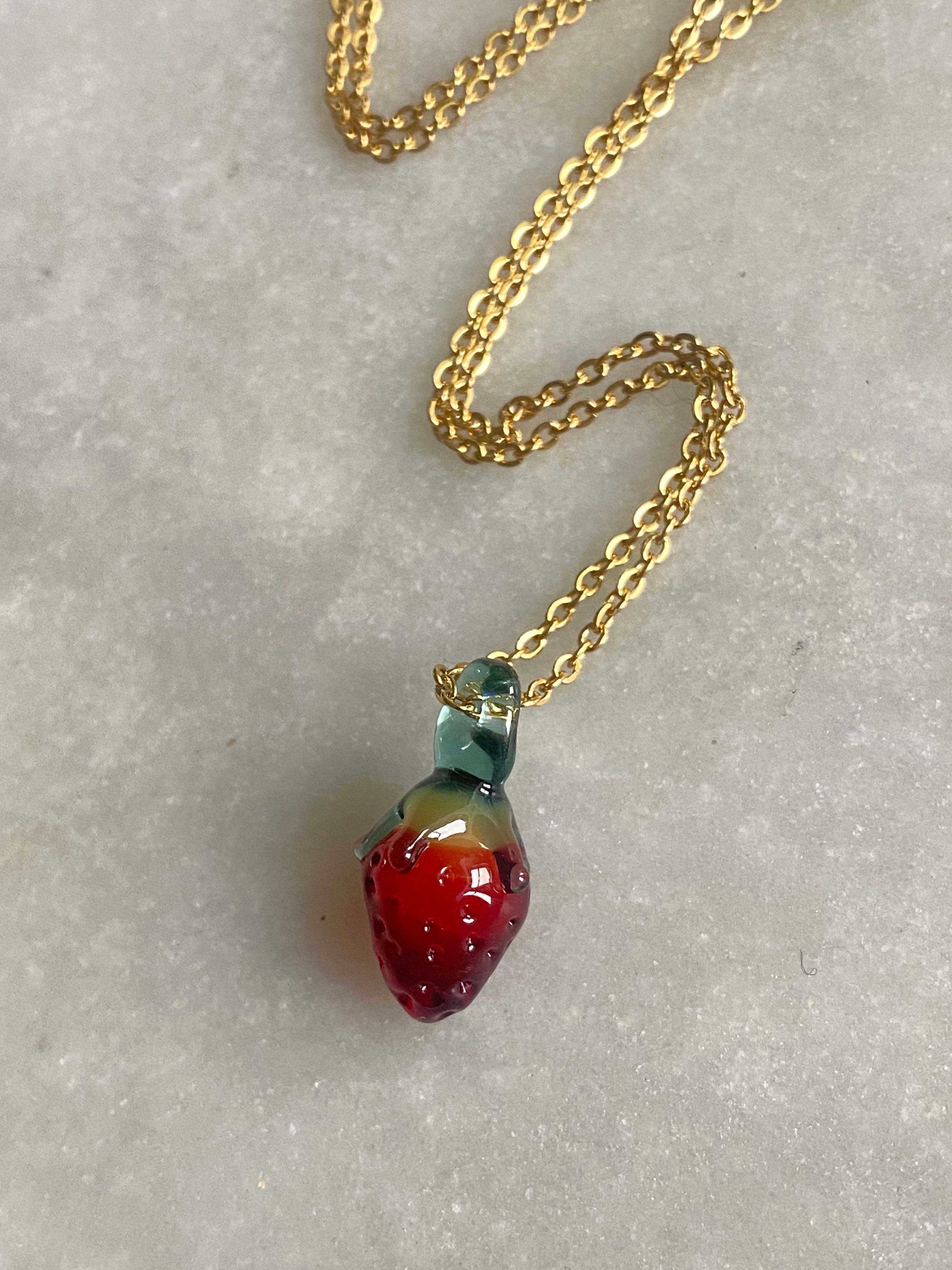 Mini Strawberry Glass Pendant