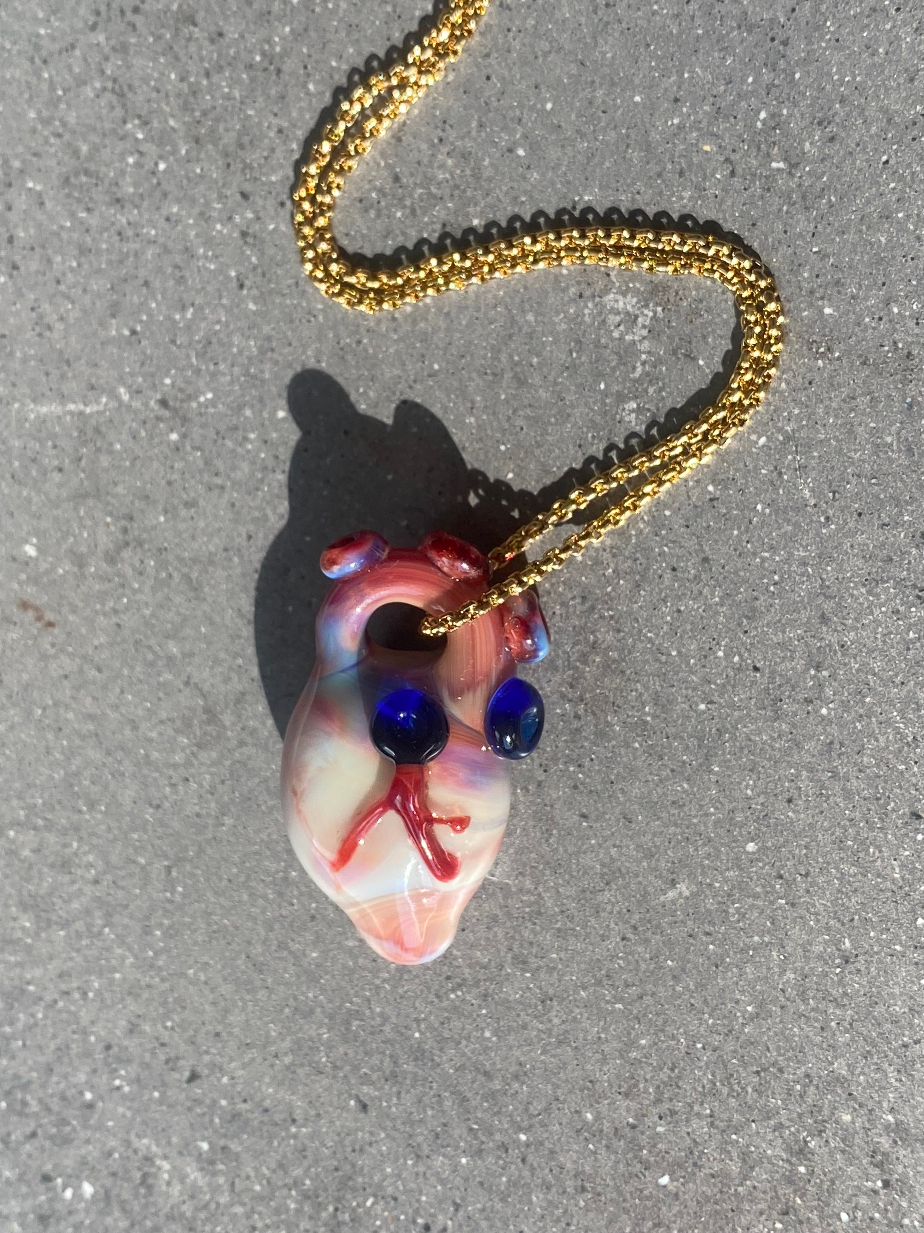 Realistic Love Purple and Cream Glass Pendant