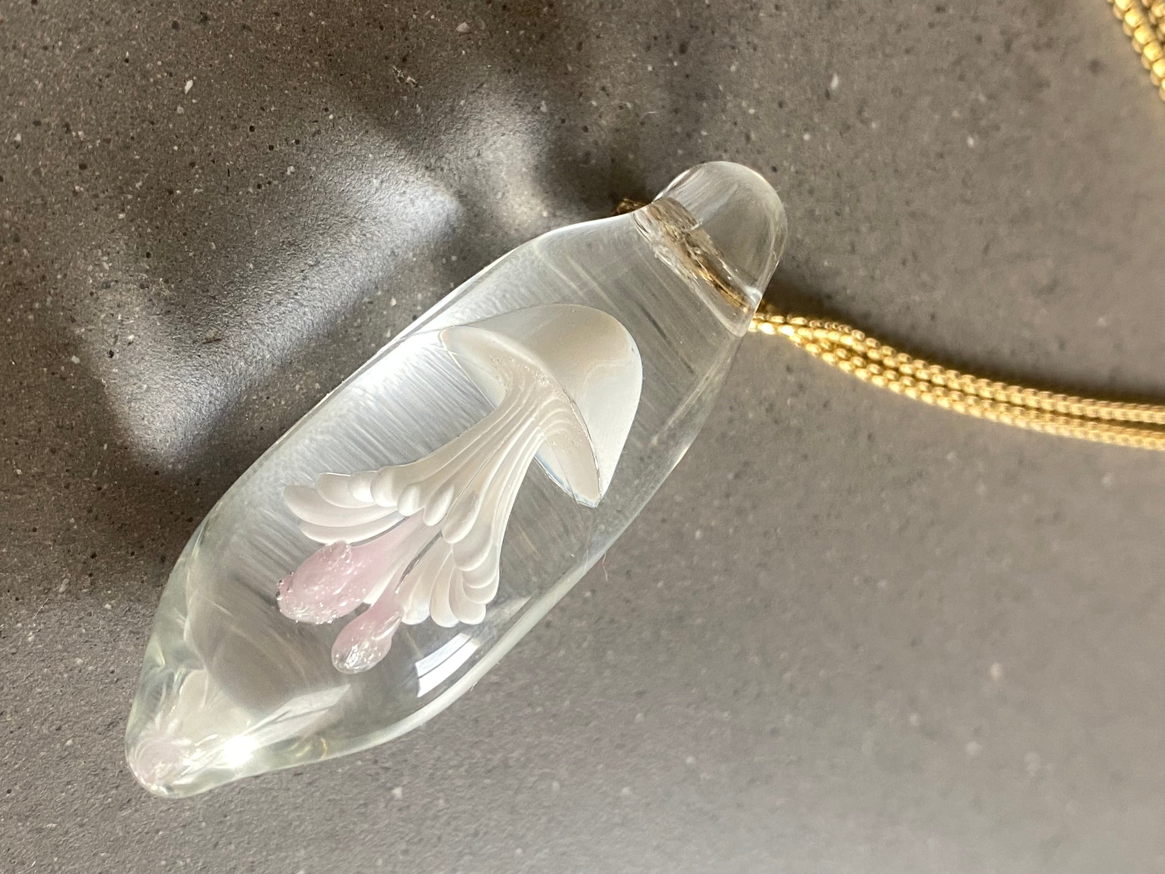 Pink and White Jellyfish Pendant